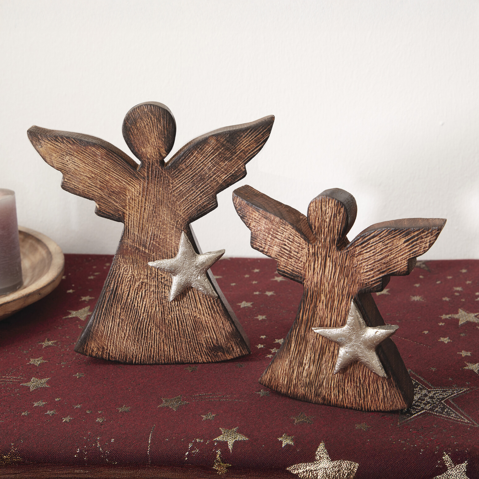 Engel "Silberstern", 2er Set  im Frank Flechtwaren Online Shop kaufen