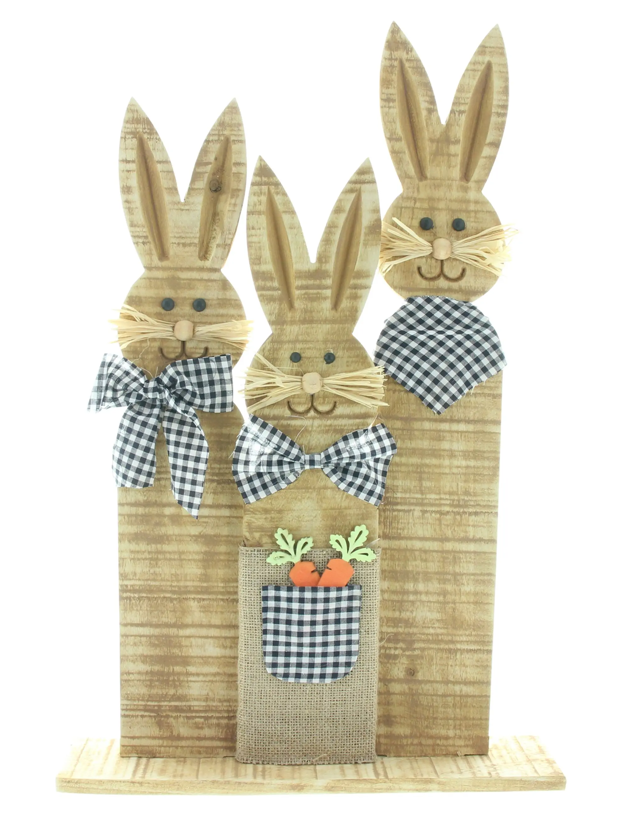 Hasentrio "Karo-Look"  im Frank Flechtwaren Online Shop für Ostern kaufen