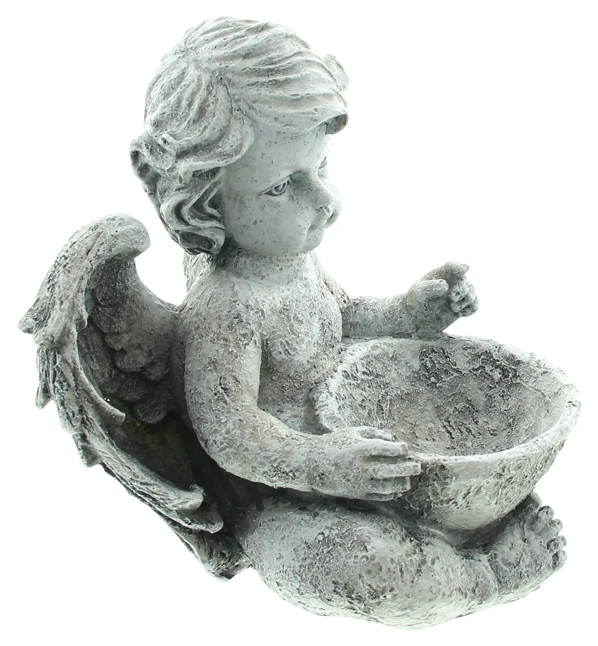Engel "Vogeltränke"  im Frank Flechtwaren Online Shop für Gartenfiguren kaufen