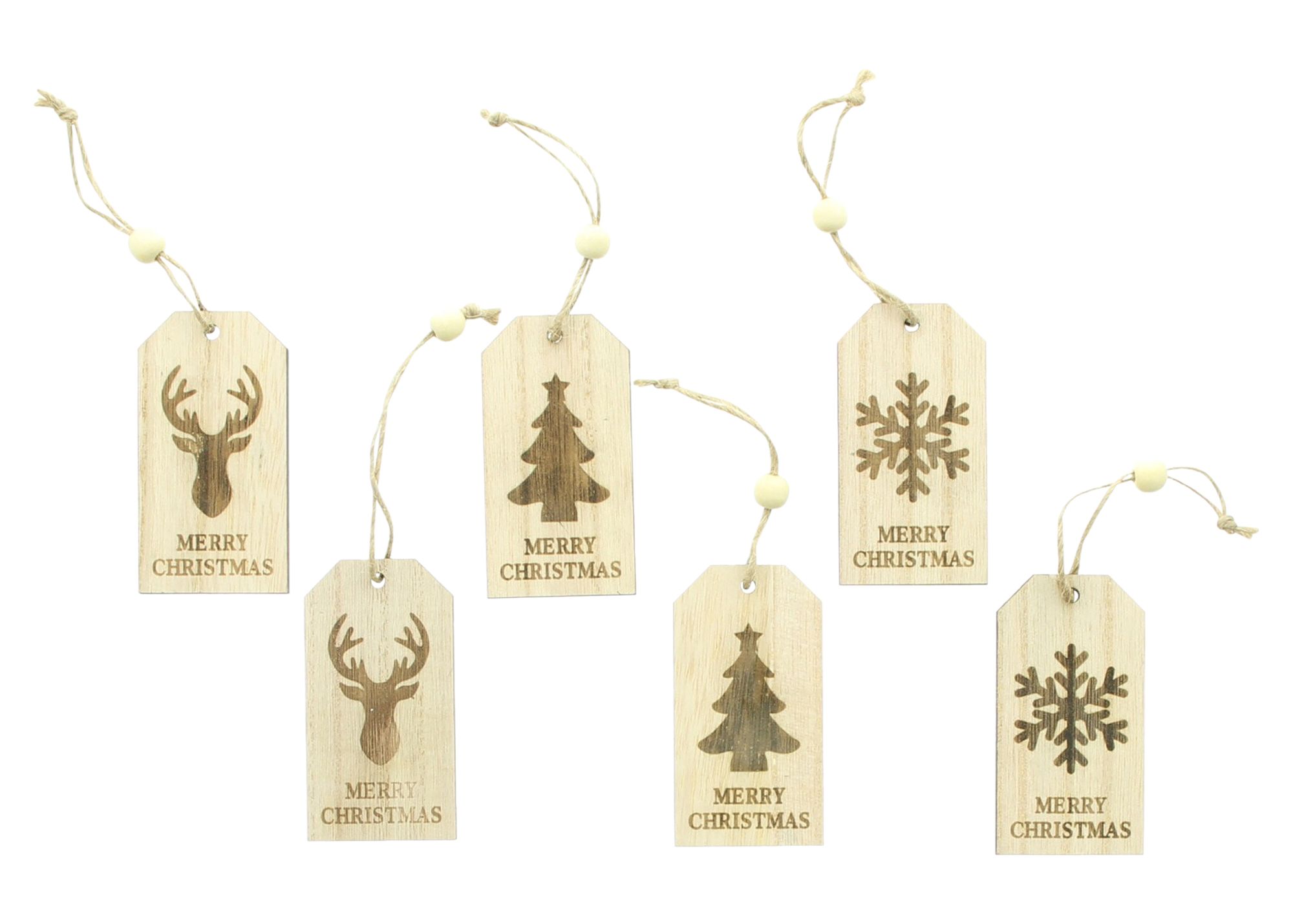 Hänger "Merry Christmas", 6er Set  im Frank Flechtwaren Online Shop für Weihnachten kaufen
