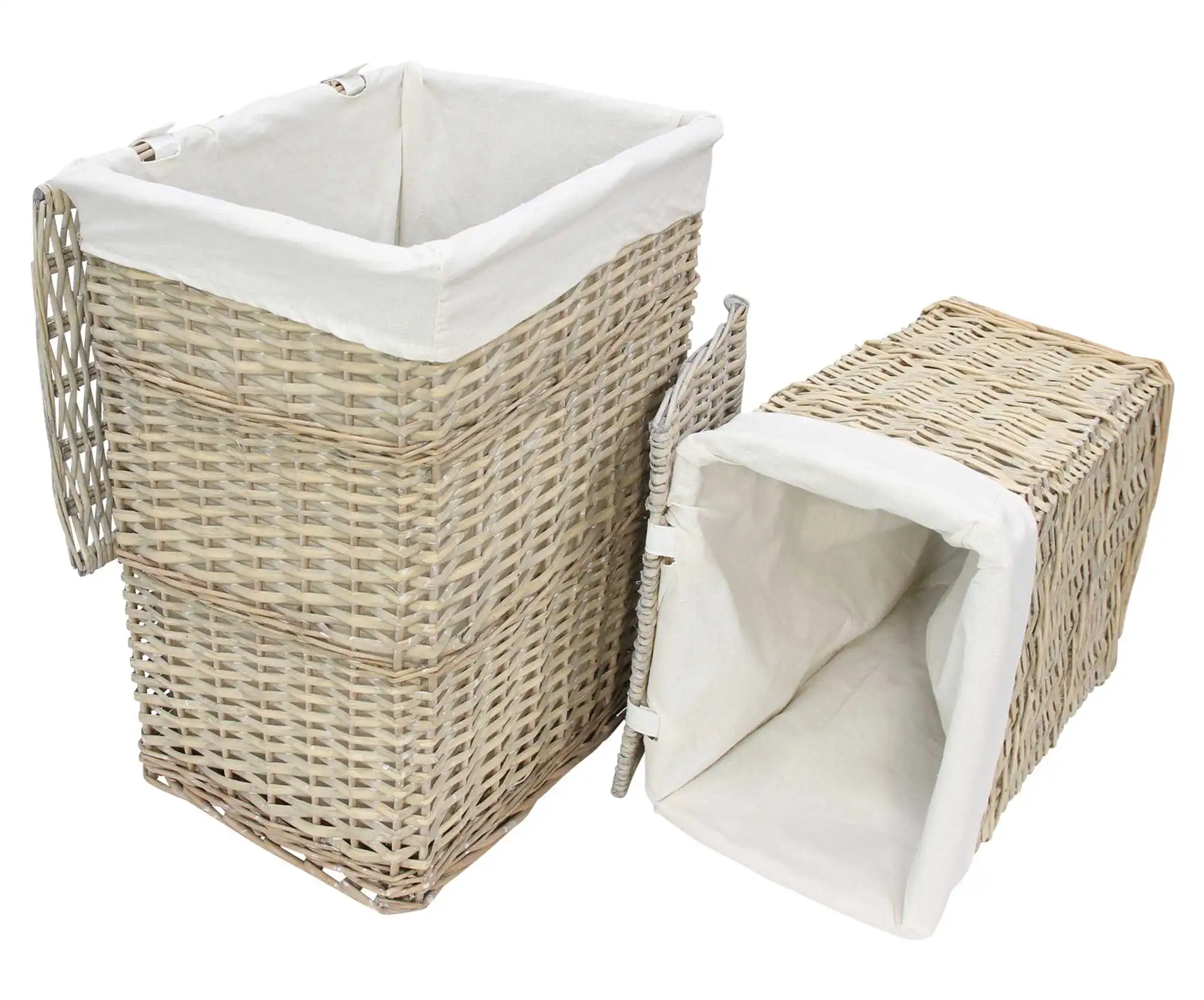 Wäschekorb "Graue Weide", 2er Set im Frank Flechtwaren Online Shop für Badezimmer kaufen Wäschekorb "Graue Weide", 2er Set im Frank Flechtwaren Online Shop für Badezimmer kaufen