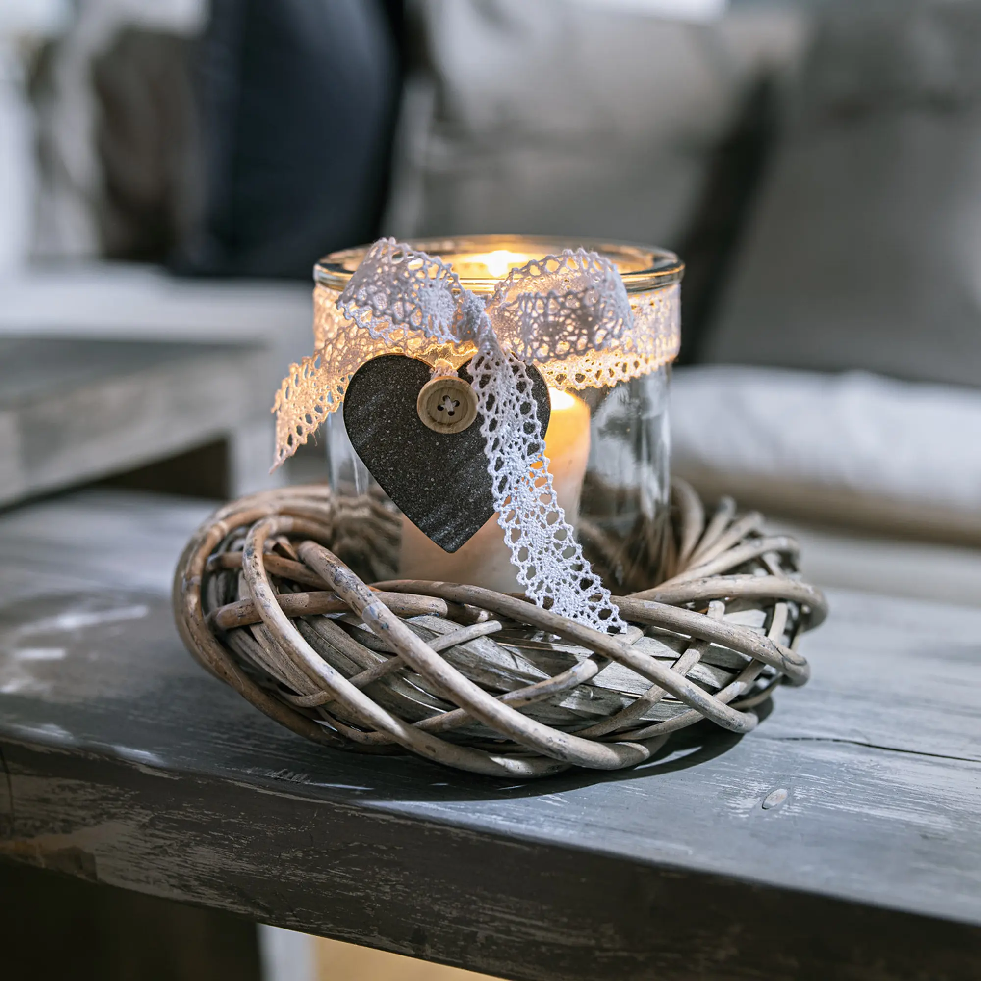 Windlicht "Weidenkranz", 2tlg.  im Frank Flechtwaren Online Shop kaufen
