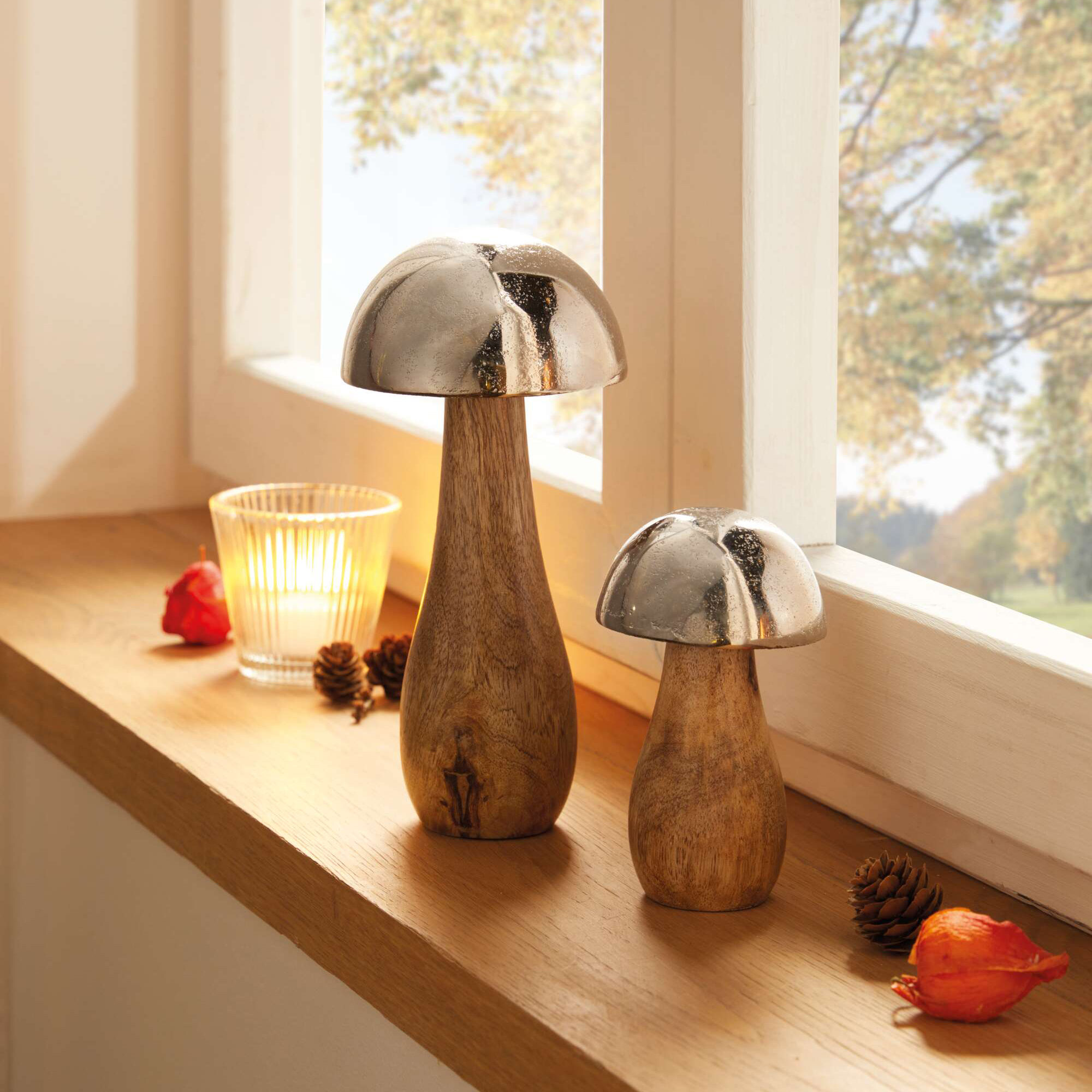 Pilz "Mangoholz", 2er Set  im Frank Flechtwaren Online Shop für Dekopilze kaufen