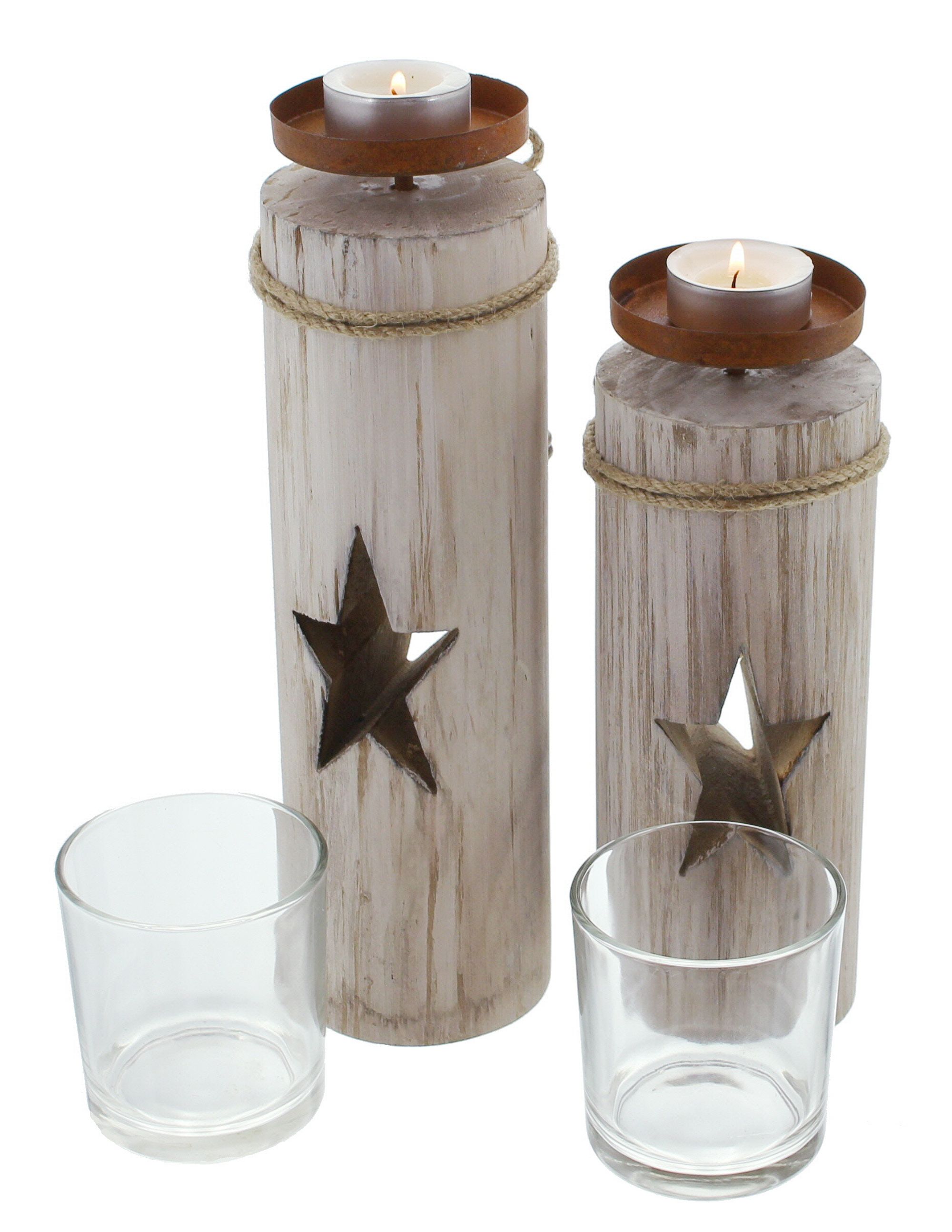 Windlicht "Sternchen", 2er Set  im Frank Flechtwaren Online Shop für Weihnachtslichter kaufen