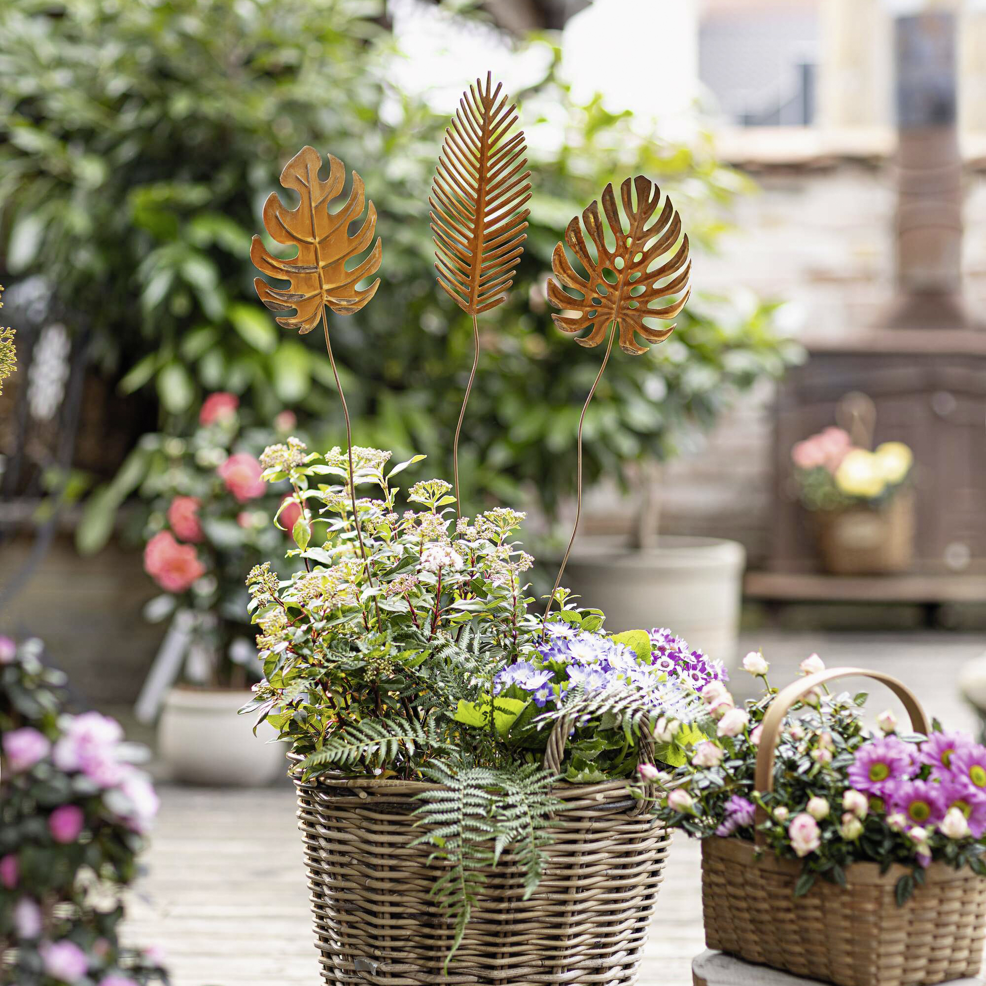 Gartenstecker "Blätter", 3er Set  im Frank Flechtwaren Online Shop kaufen