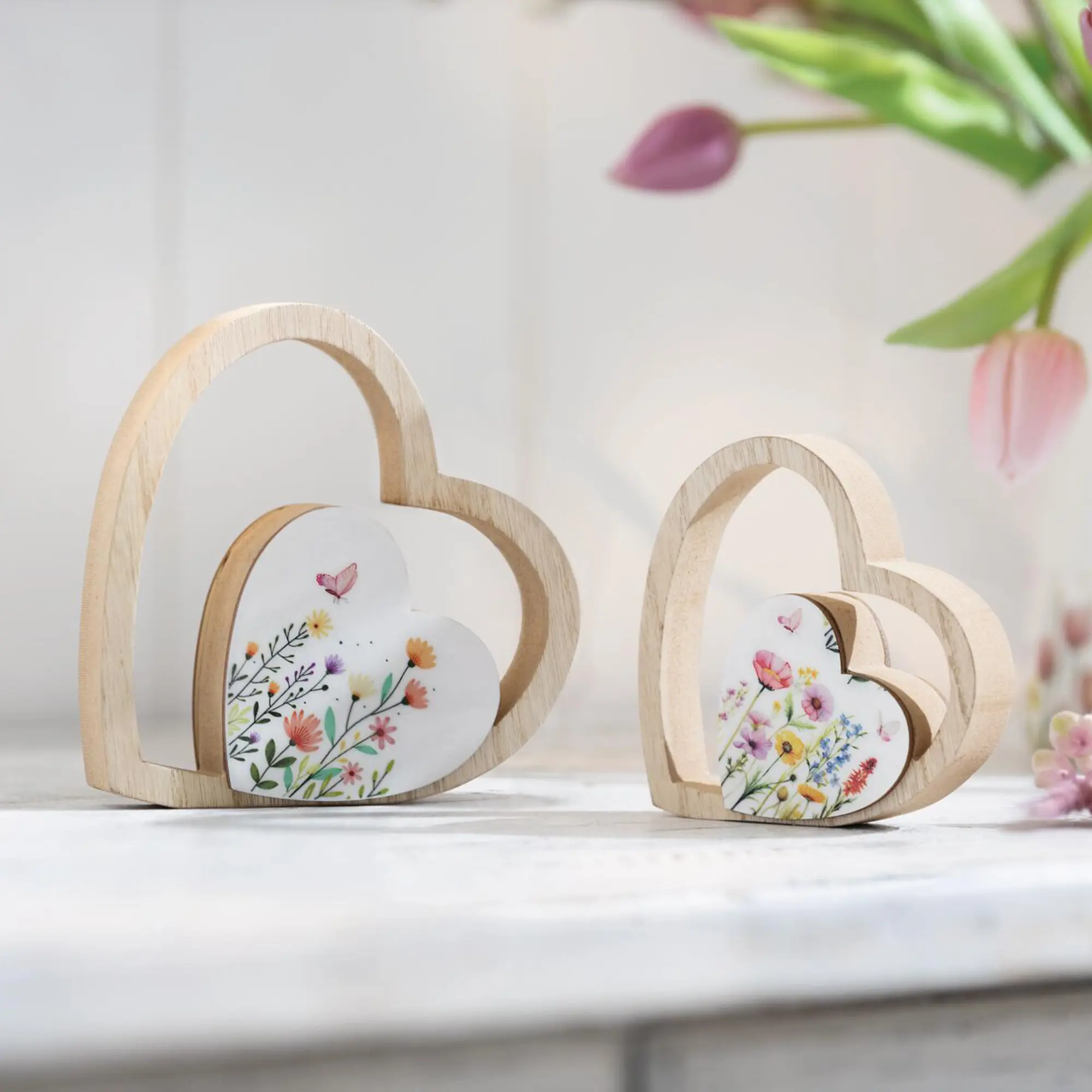 Herz "Blumenwiese", 2er Set  im Frank Flechtwaren Online Shop kaufen