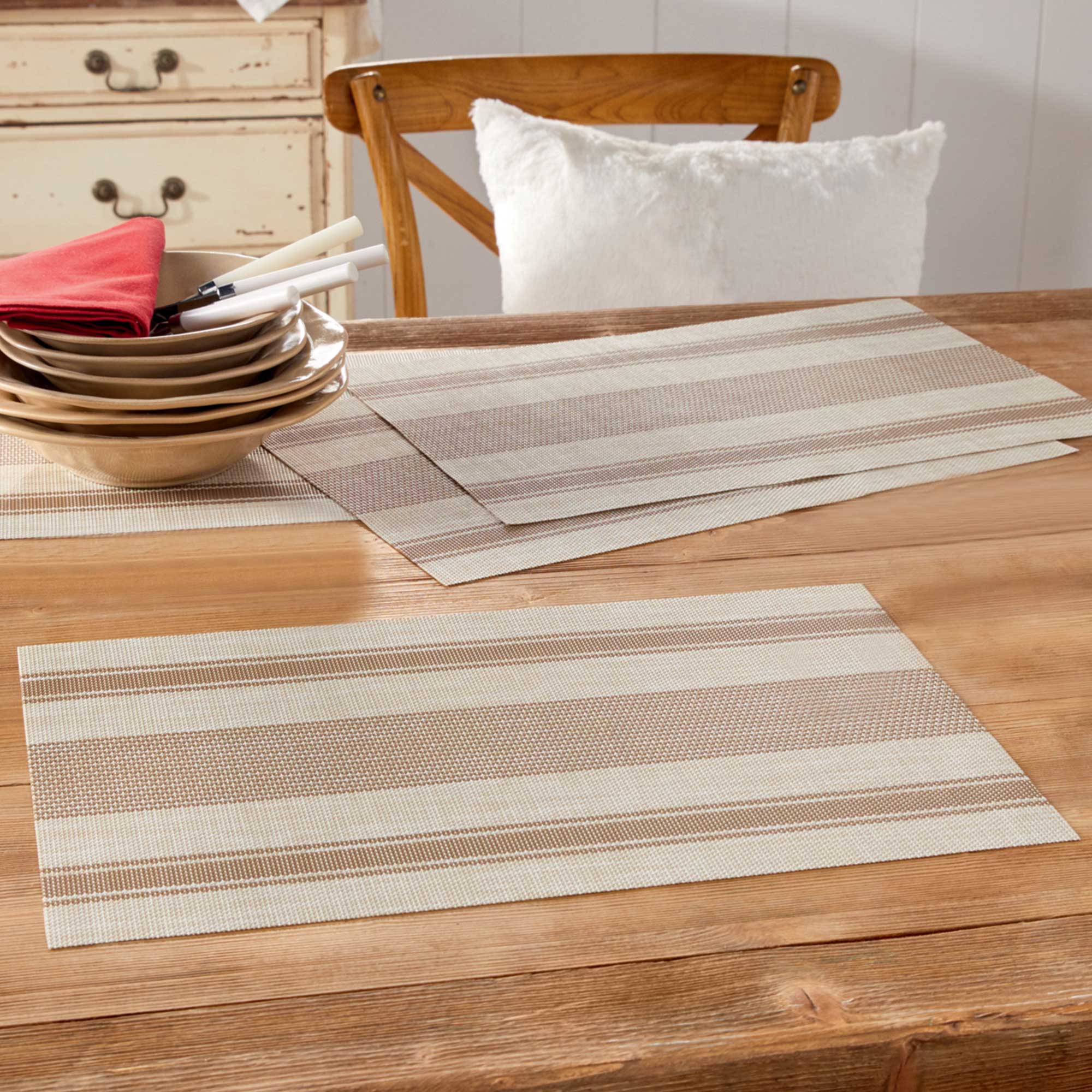 Platzmatte "Querstreifen", 4er Set  im Frank Flechtwaren Online Shop kaufen