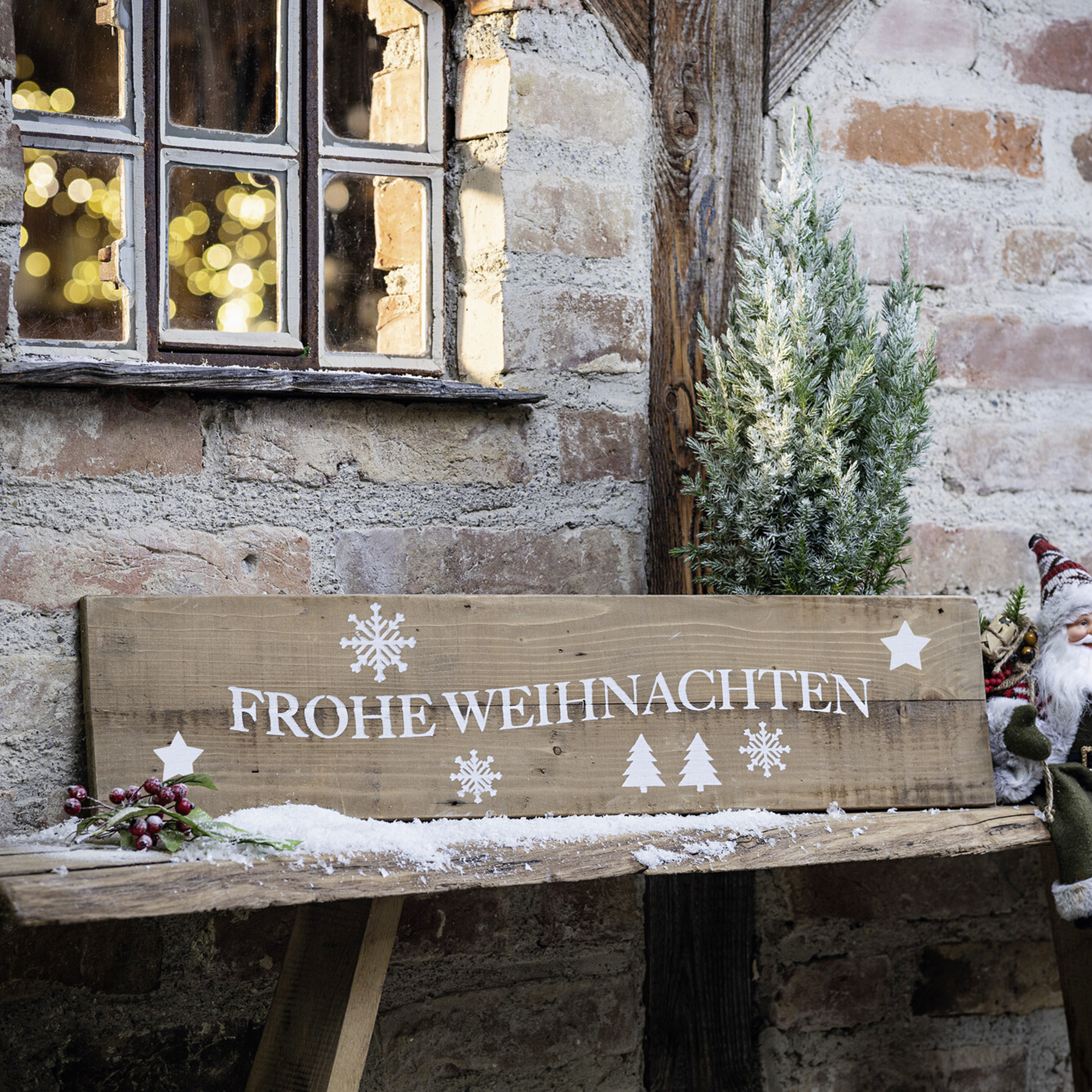 Schild "Frohe Weihnachten"  im Frank Flechtwaren Online Shop kaufen