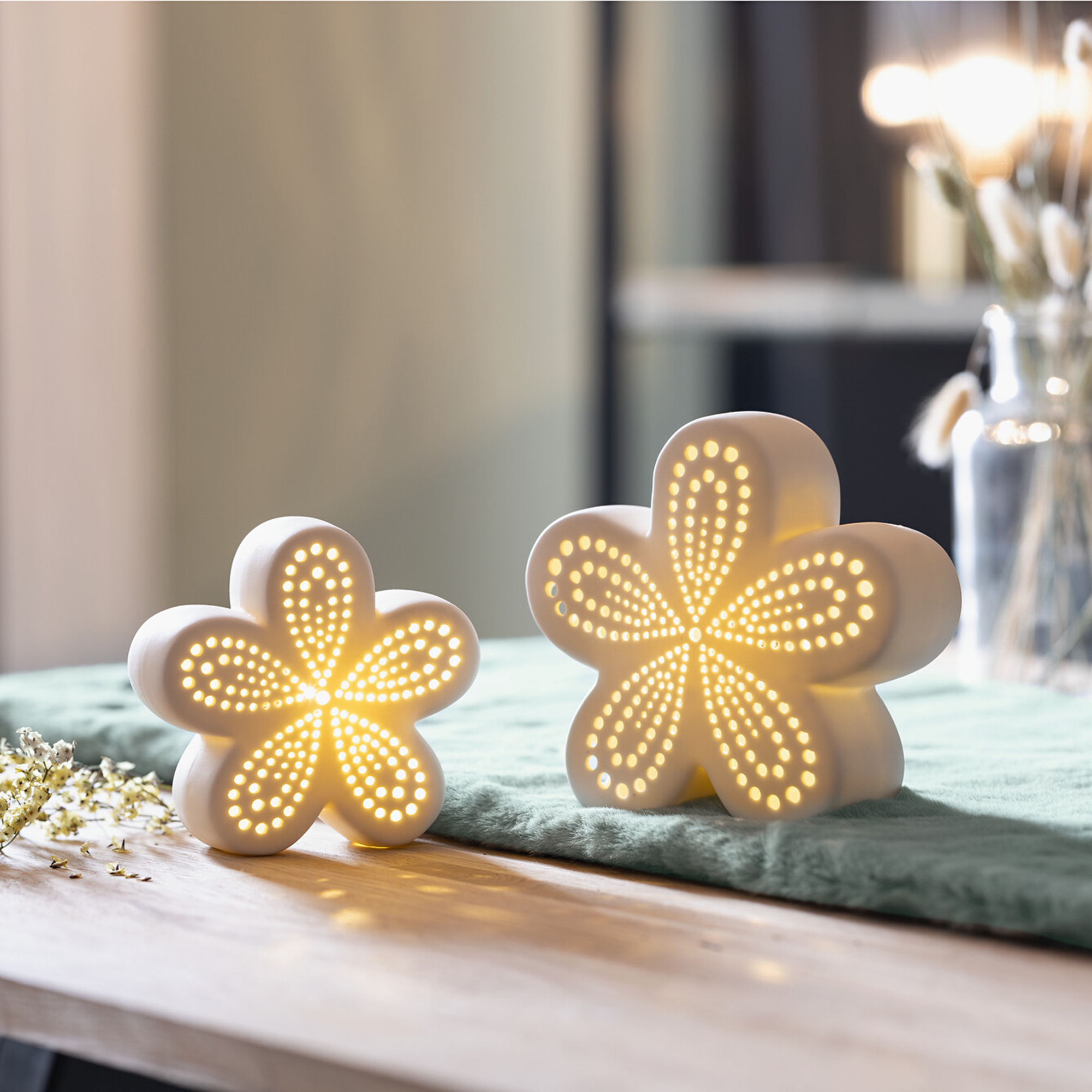 LED-Blume "White", 2er Set  im Frank Flechtwaren Online Shop kaufen