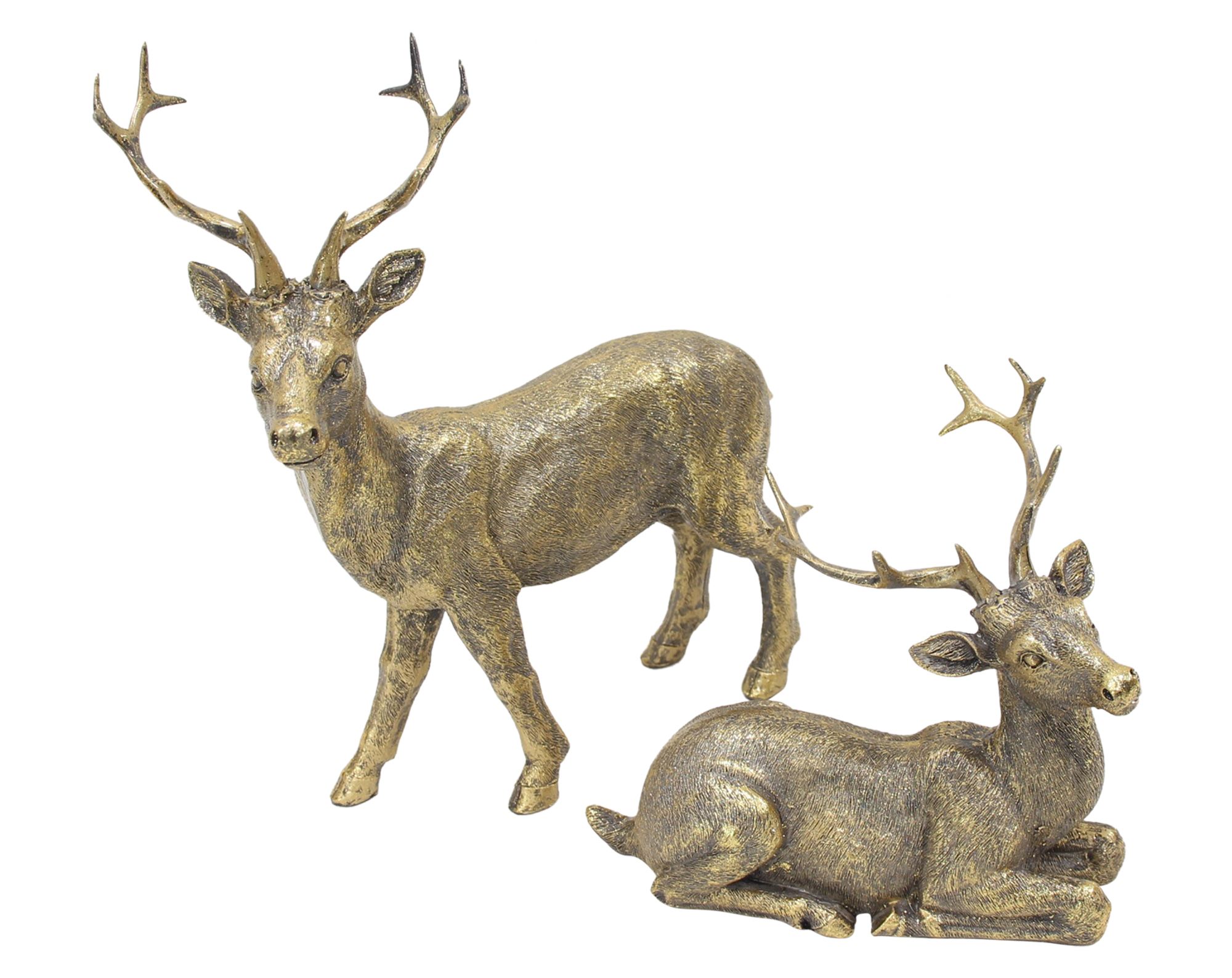 Deko-Hirsch "Golden", 2er Set  im Frank Flechtwaren Online Shop für Dekofiguren kaufen