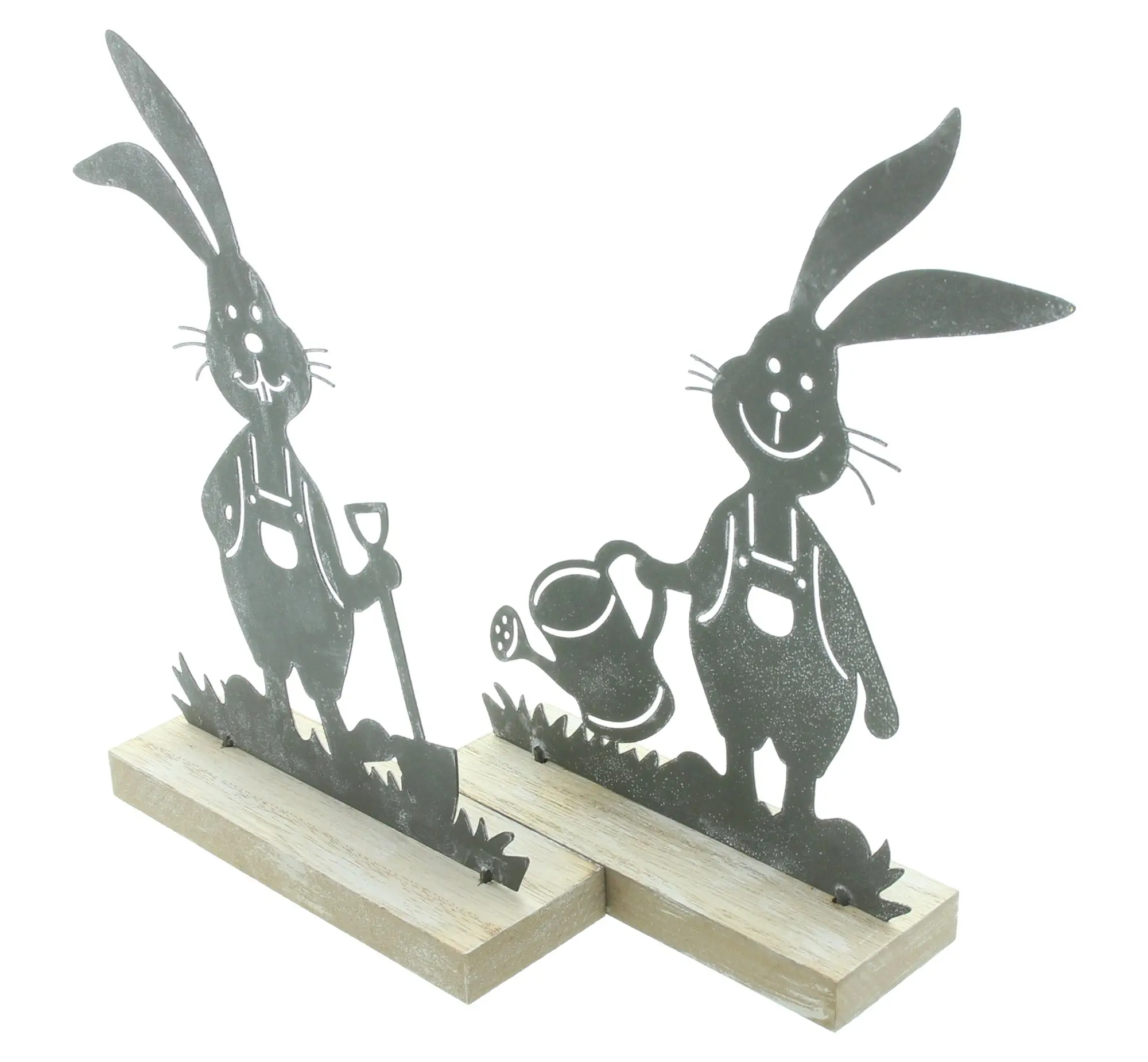Hase "Gartenarbeit", 2er Set  im Frank Flechtwaren Online Shop für Hasen &amp; Co kaufen
