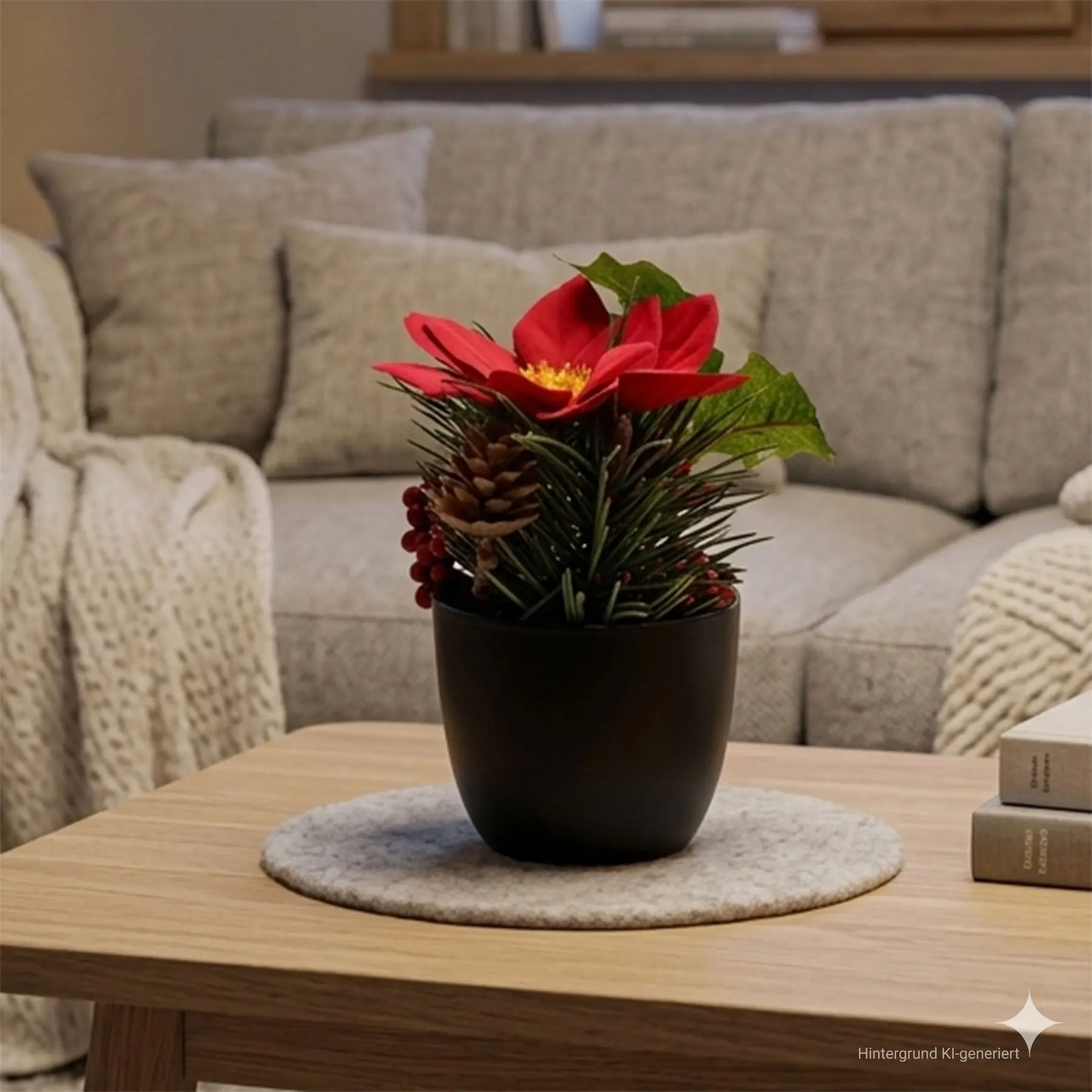 Kunstblumen-Arrangement "Weihnachtsstern"  im Frank Flechtwaren Online Shop kaufen