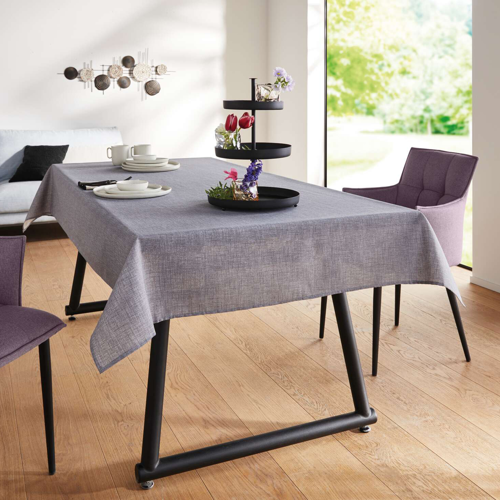 Tafeldecke "Melange", grau  im Frank Flechtwaren Online Shop kaufen