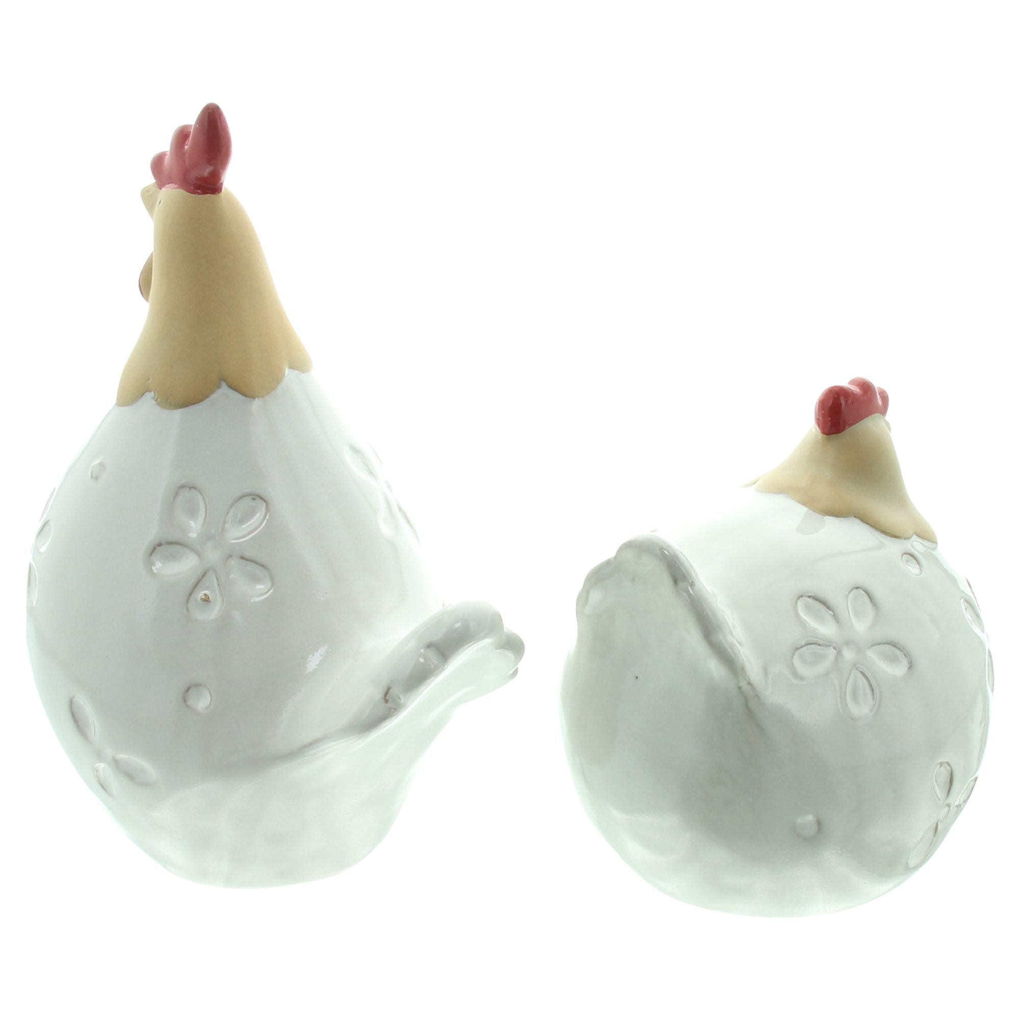 Huhn "Blumenmuster", 2er Set  im Frank Flechtwaren Online Shop für Dekofiguren kaufen