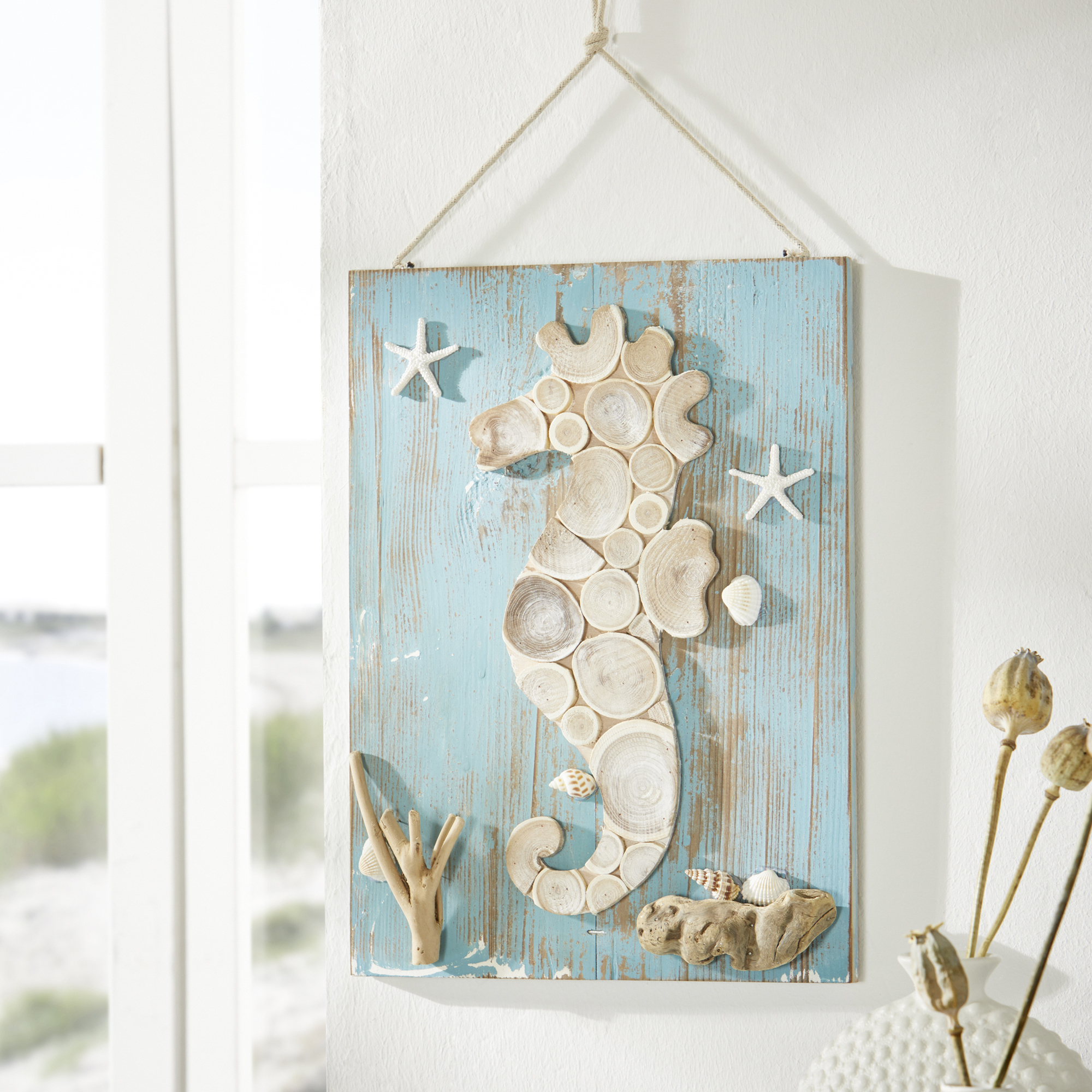 Holzbild "Seepferdchen"  im Frank Flechtwaren Online Shop kaufen