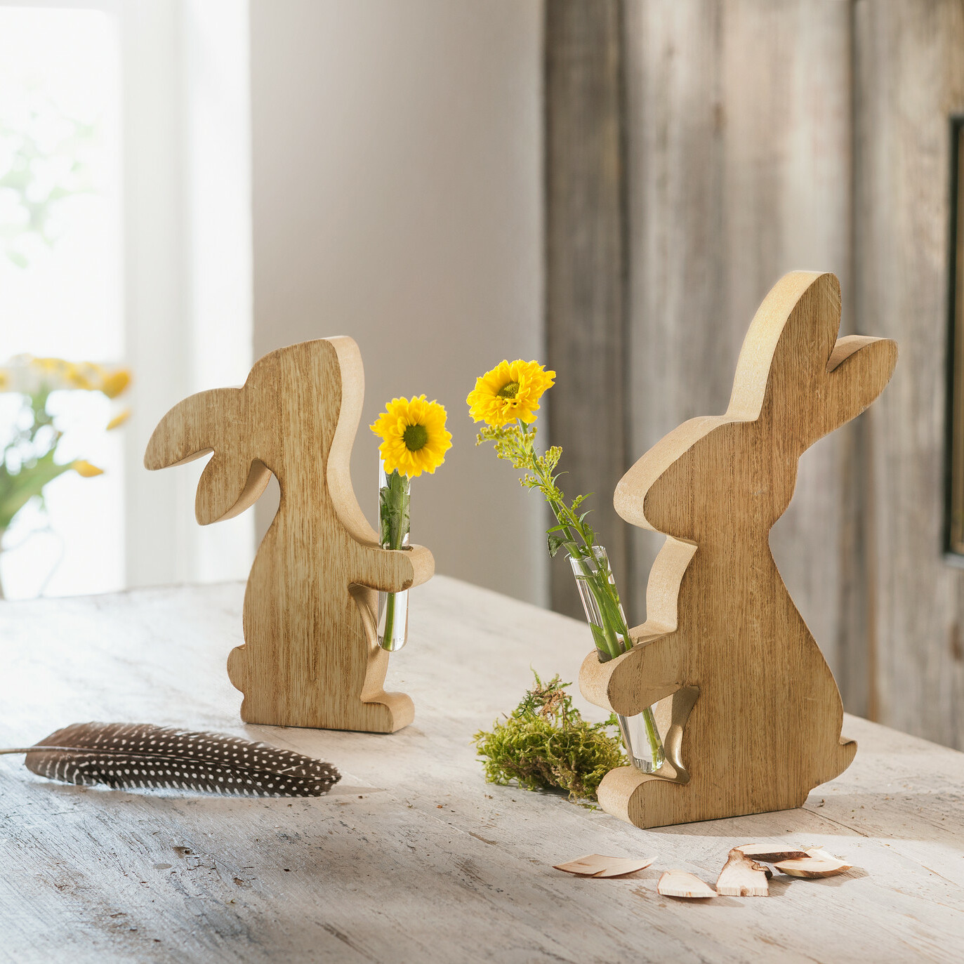 Hase mit Vase, 2er Set  im Frank Flechtwaren Online Shop kaufen