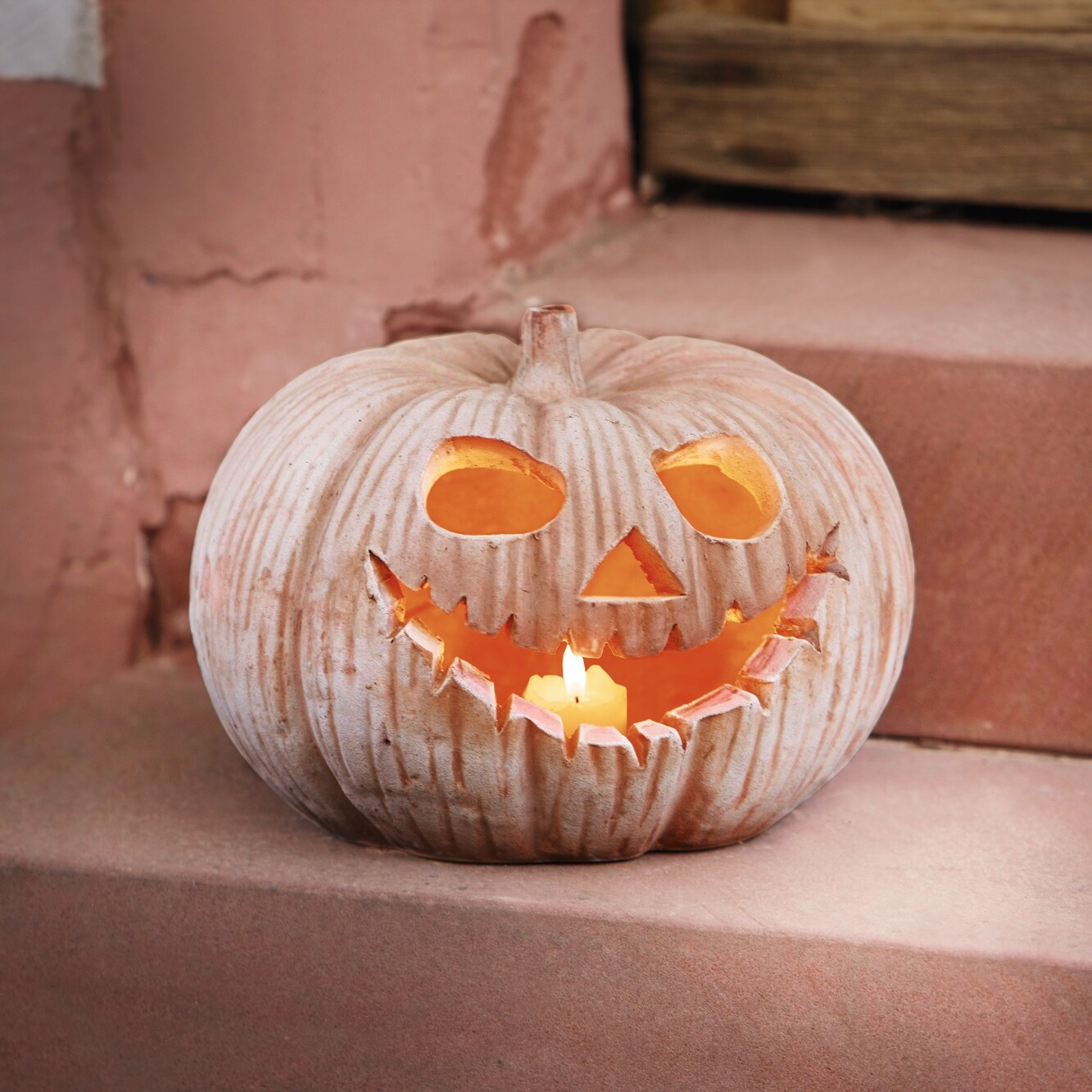 Kürbis-Windlicht "Halloween", groß  im Frank Flechtwaren Online Shop kaufen