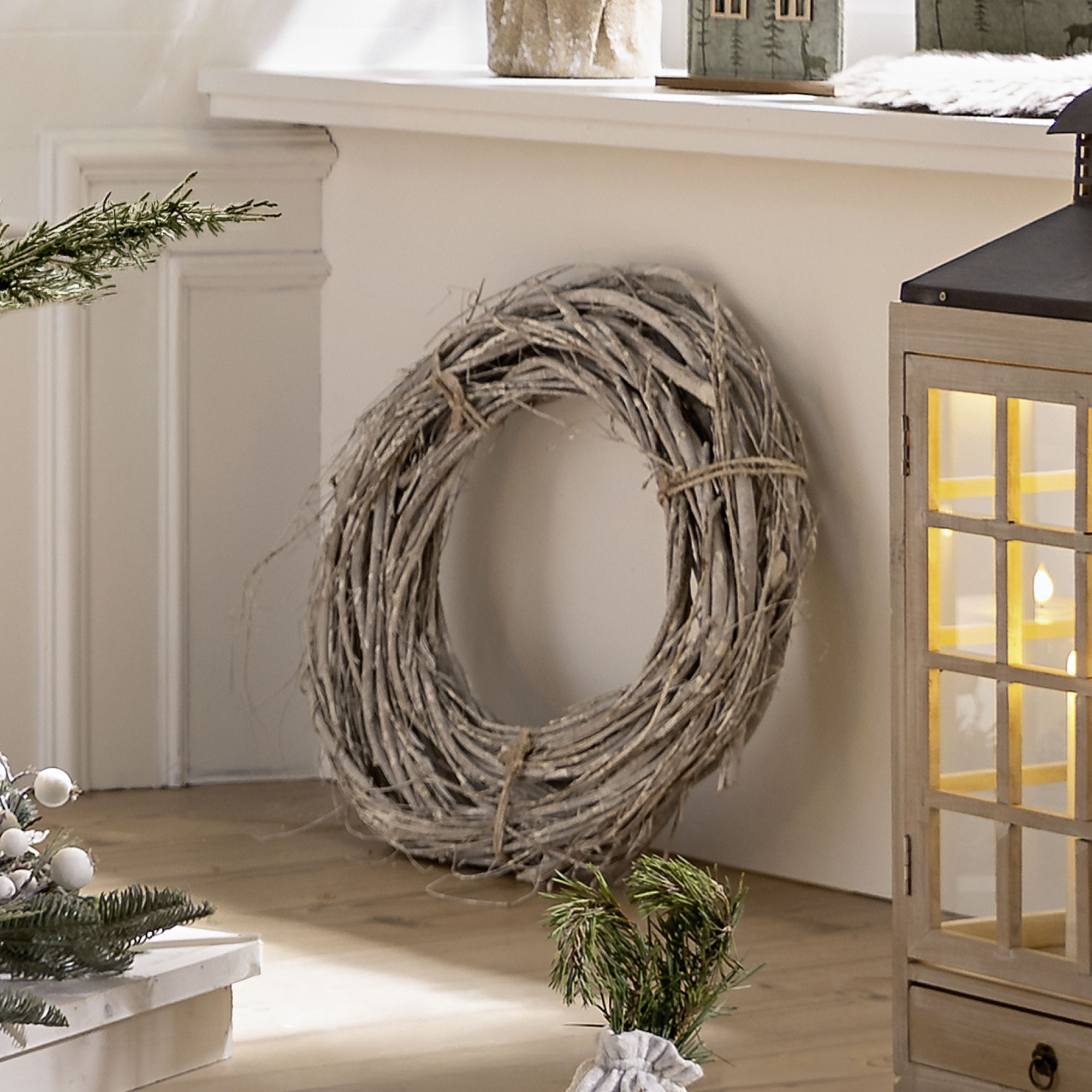 Reisigkranz "White Charme"  im Frank Flechtwaren Online Shop kaufen