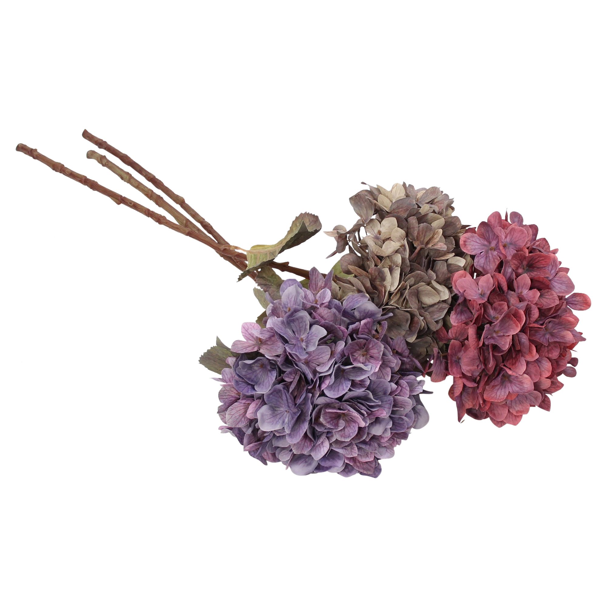 Kunstblume "Hortensien", 3er Set  im Frank Flechtwaren Online Shop für Beerentöne kaufen
