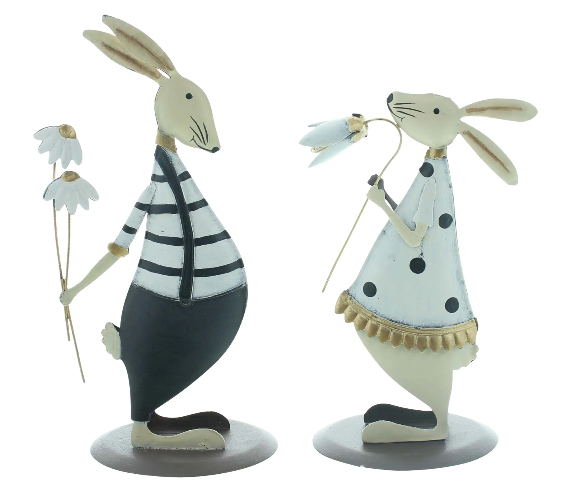 Figur "Hasenpaar mit Blümchen", 2er Set  im Frank Flechtwaren Online Shop für Hasen &amp; Co kaufen