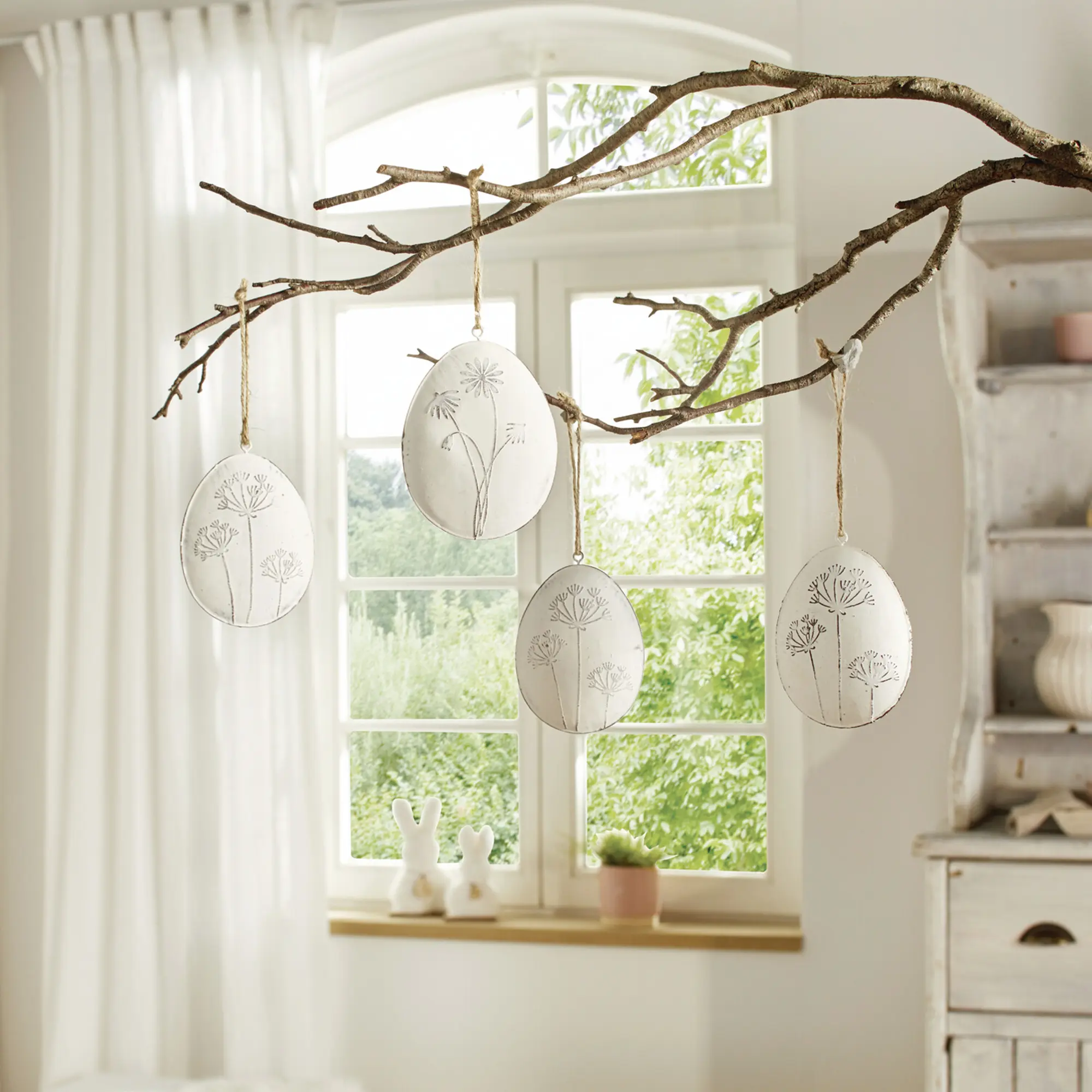 Hänger "Ei mit Blüten", 4er Set  im Frank Flechtwaren Online Shop kaufen