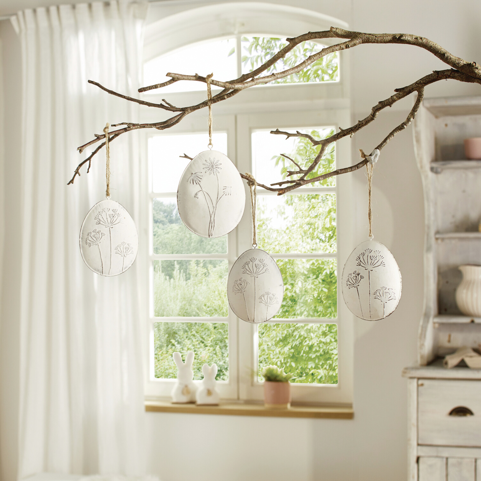 Hänger "Ei mit Blüten", 4er Set  im Frank Flechtwaren Online Shop kaufen