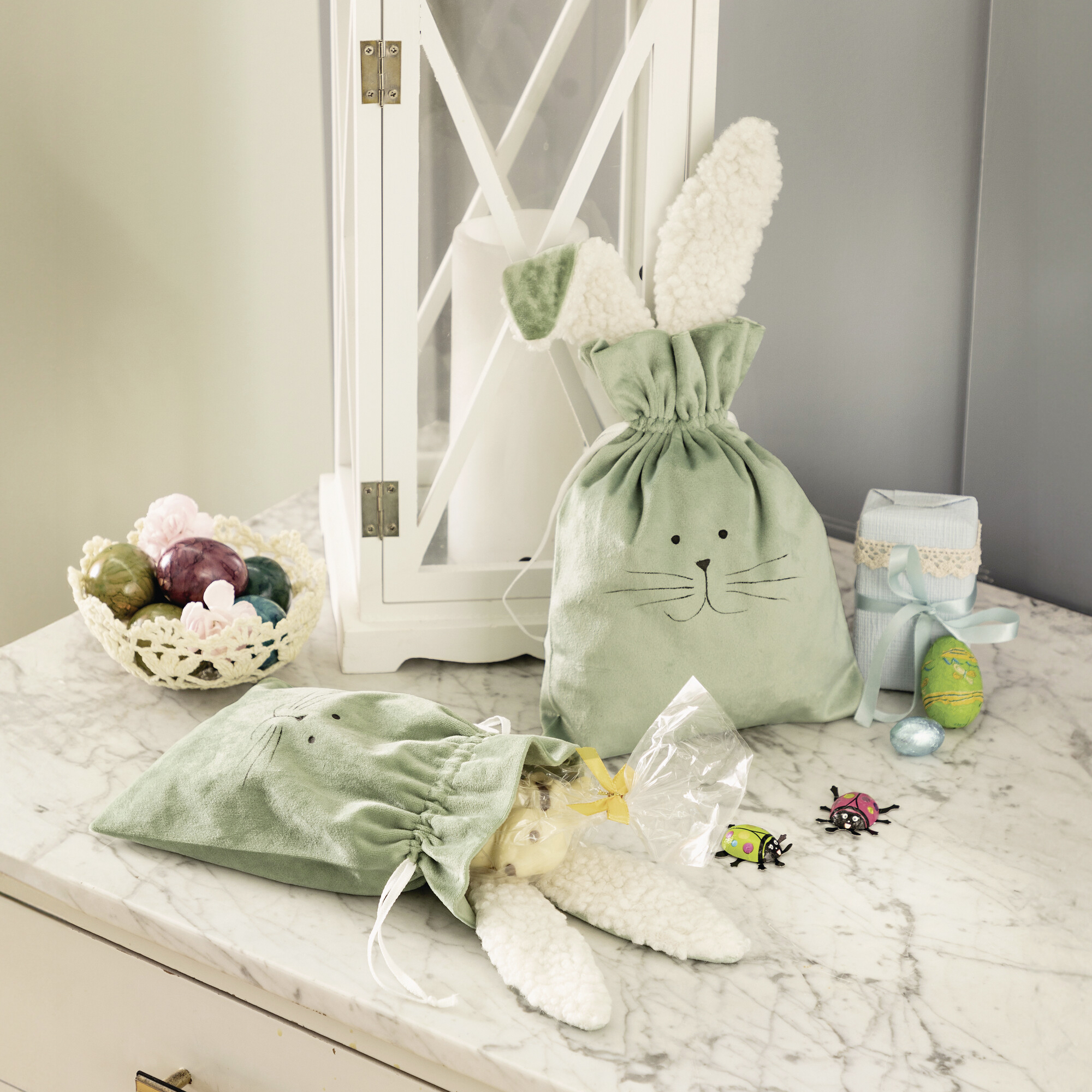 Geschenkbeutel "Häschen", 2er Set  im Frank Flechtwaren Online Shop kaufen