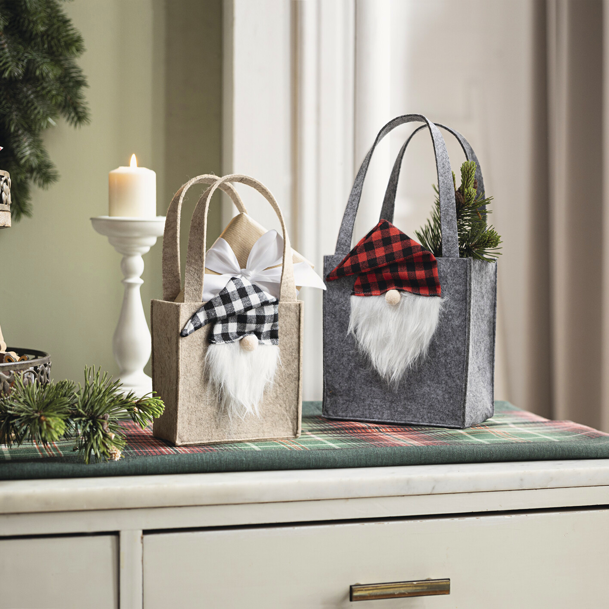 Tasche "Karo-Wichtel", 2er Set im Frank Flechtwaren Online Shop für Weihnachten kaufen Tasche "Karo-Wichtel", 2er Set im Frank Flechtwaren Online Shop für Weihnachten kaufen