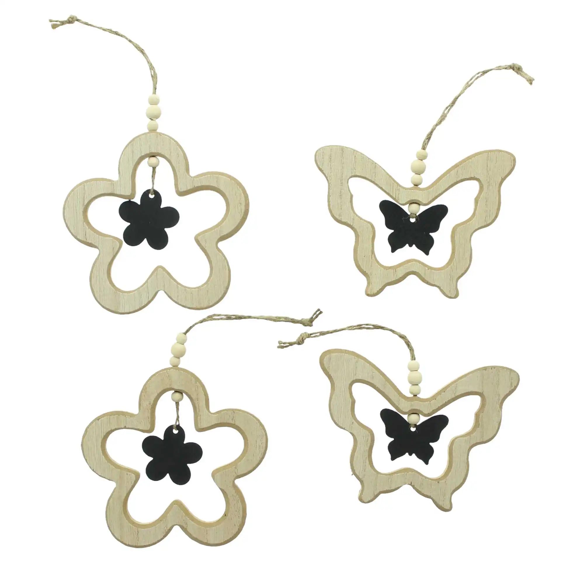 Hänger "Schmetterling &amp; Blume", 4er Set  im Frank Flechtwaren Online Shop für Ostern kaufen