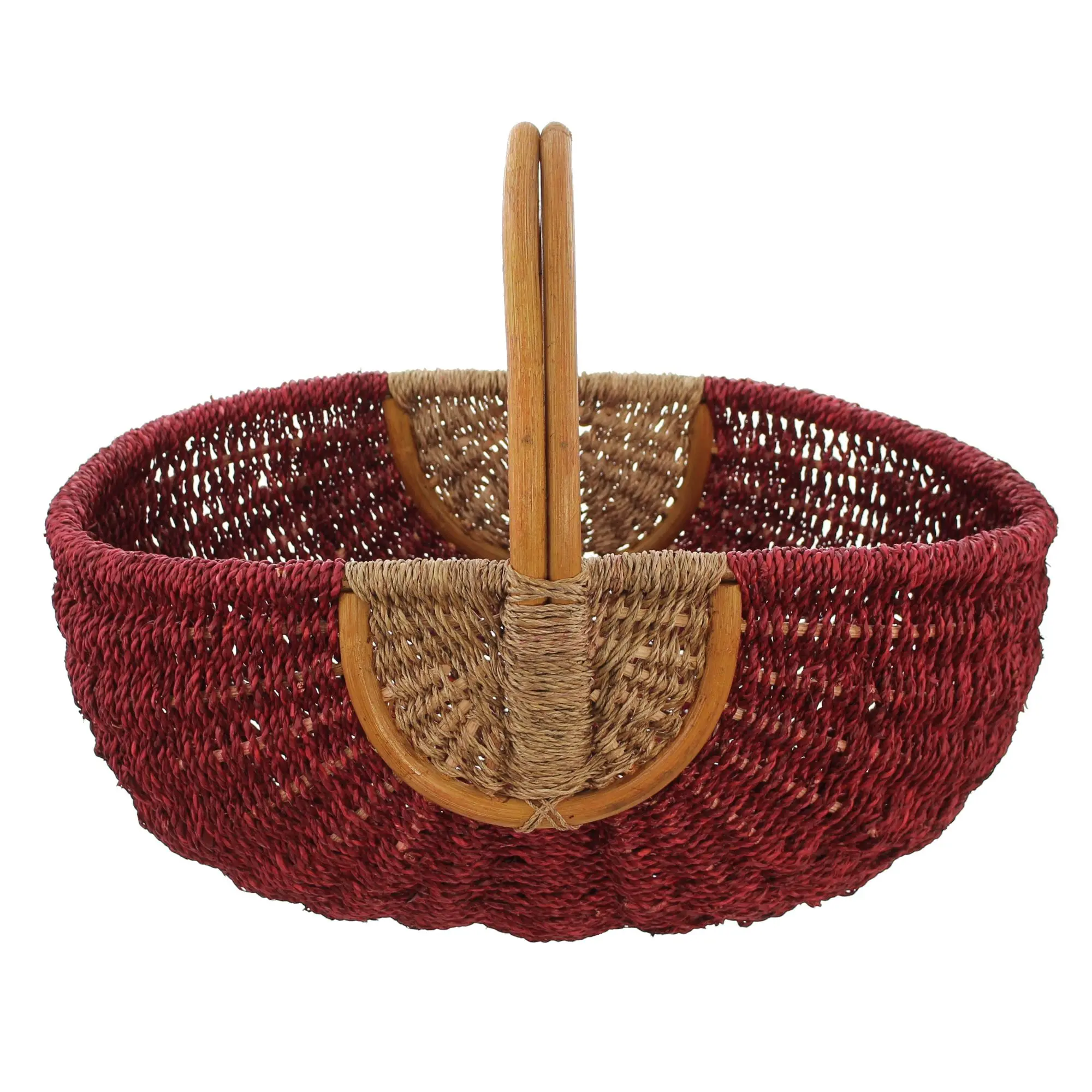 Einkaufskorb "Rot/Natur"  im Frank Flechtwaren Online Shop für Einkaufskörbe kaufen