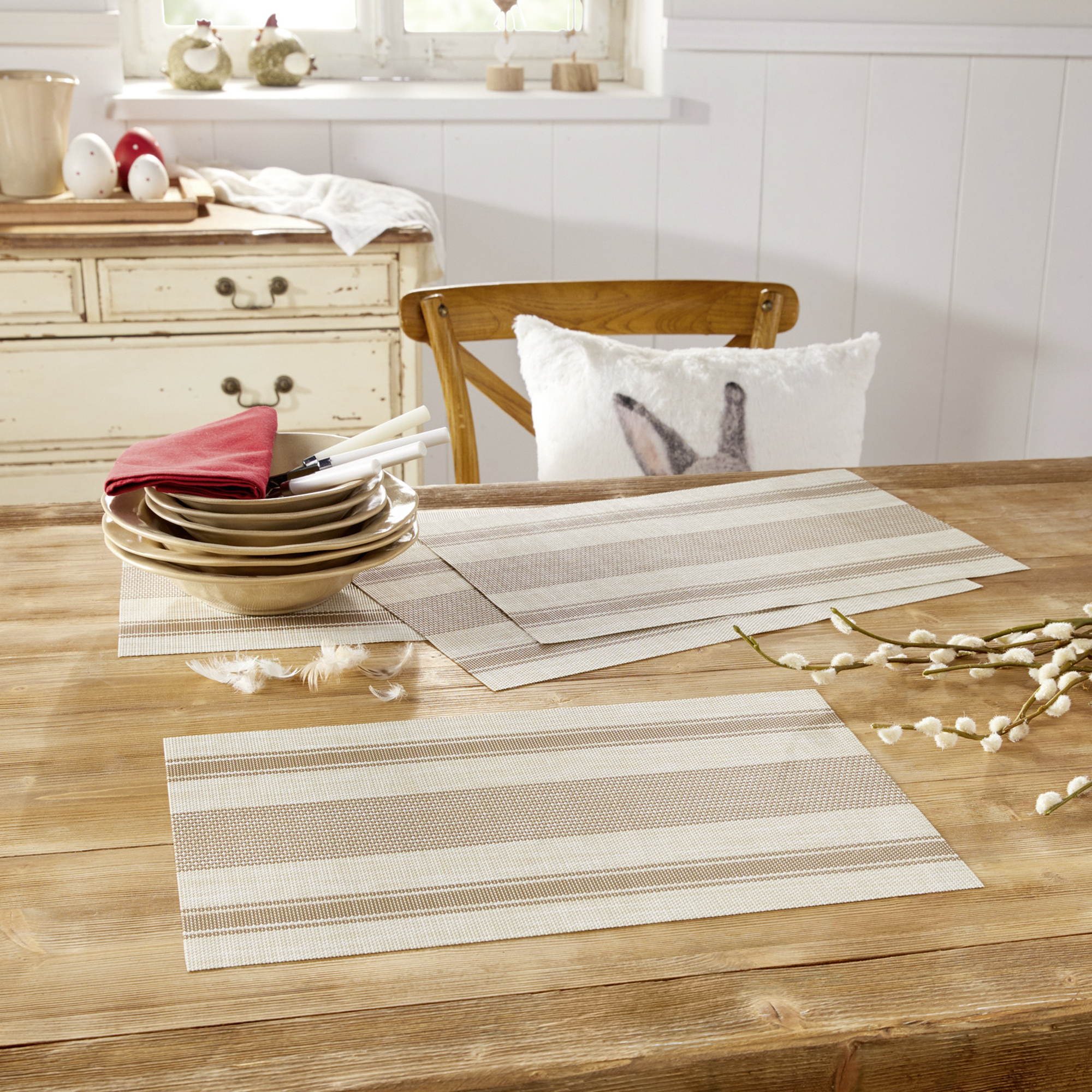 Platzmatte "Querstreifen", 4er Set  im Frank Flechtwaren Online Shop kaufen