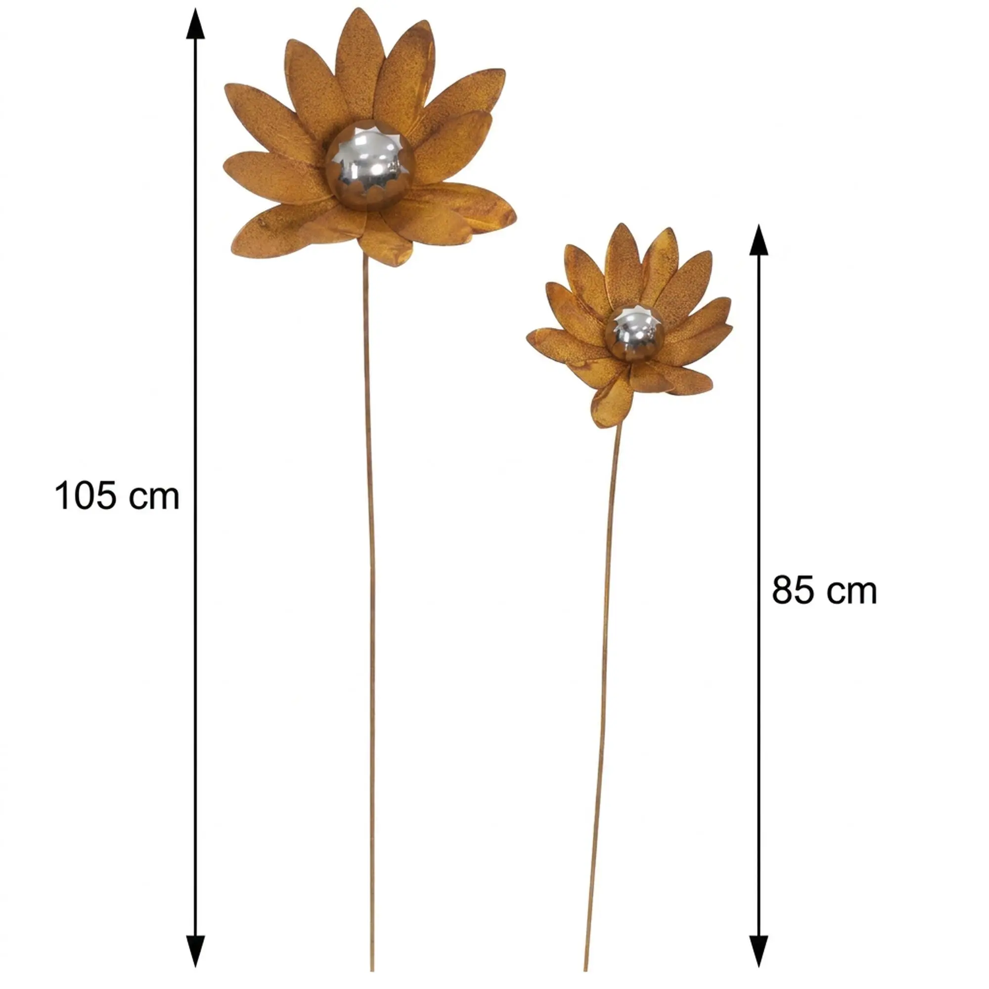 Gartenstecker "Blume", 2er Set  im Frank Flechtwaren Online Shop für Rostdeko für Ihren Garten kaufen