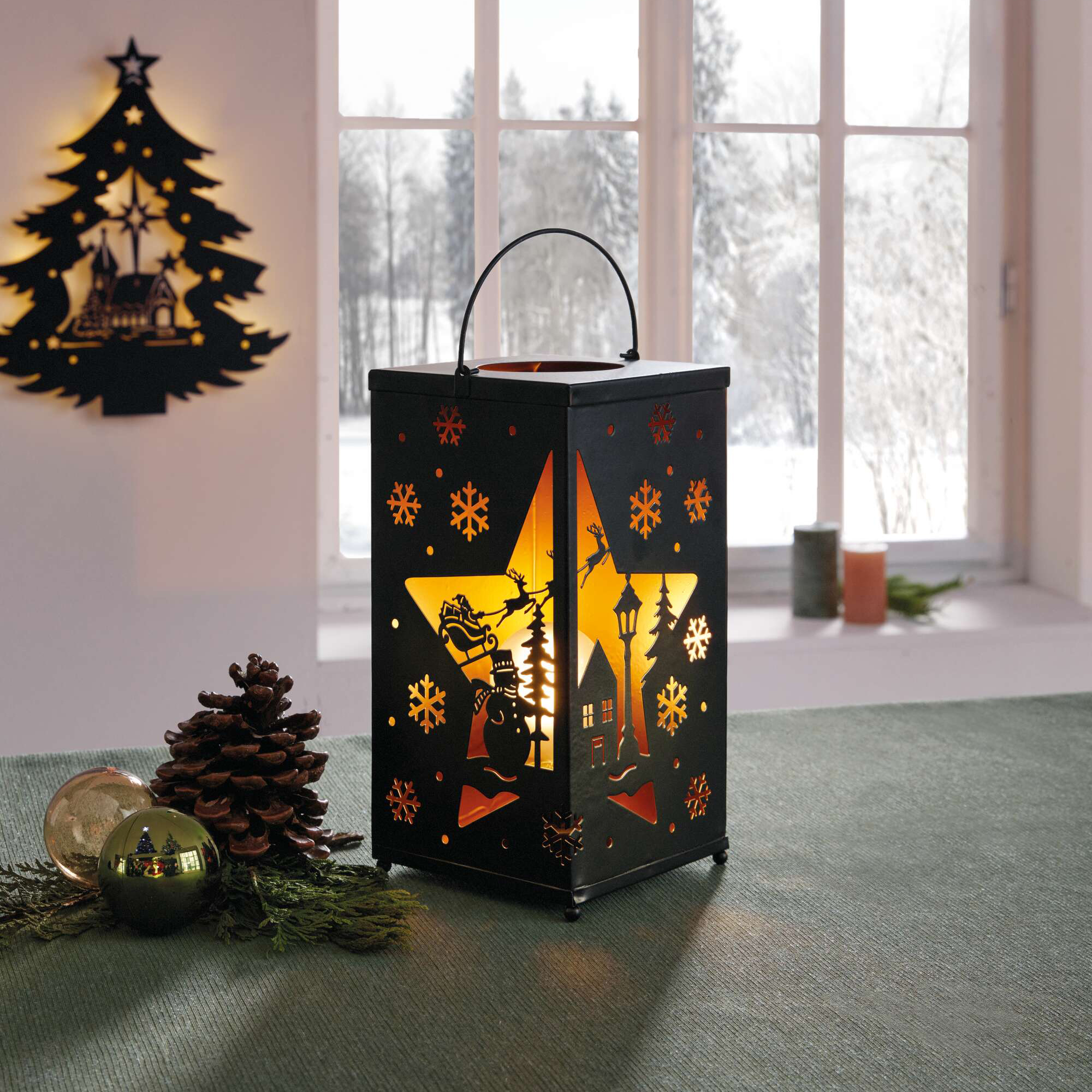 LED-Laterne "Winterlandschaft"  im Frank Flechtwaren Online Shop kaufen