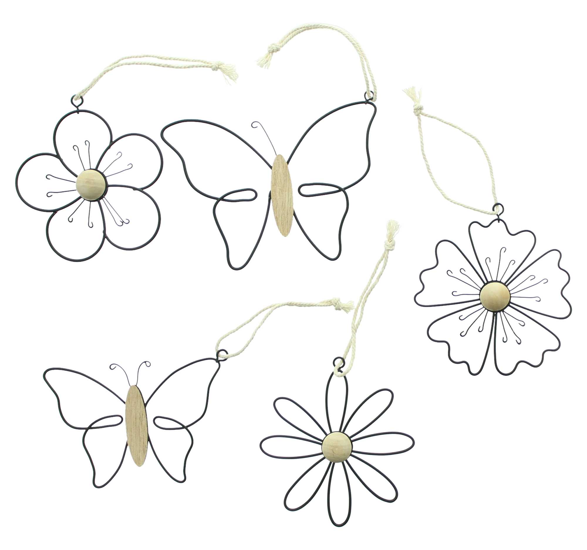 Hänger "Blume &amp; Schmetterling", 5er Set  im Frank Flechtwaren Online Shop für Ostern kaufen