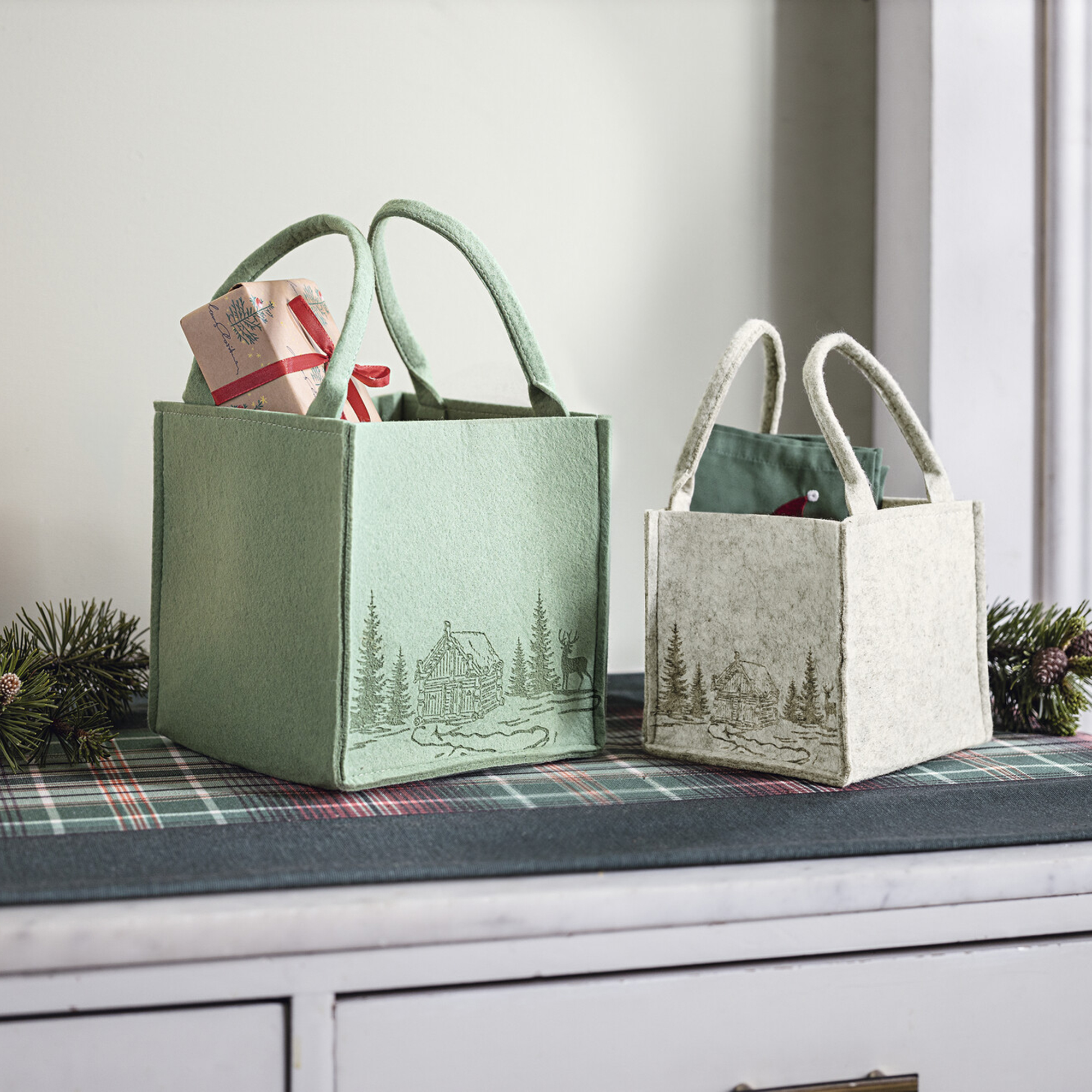 Tasche "Winterwald", 2er Set im Frank Flechtwaren Online Shop für Weihnachten kaufen Tasche "Winterwald", 2er Set im Frank Flechtwaren Online Shop für Weihnachten kaufen