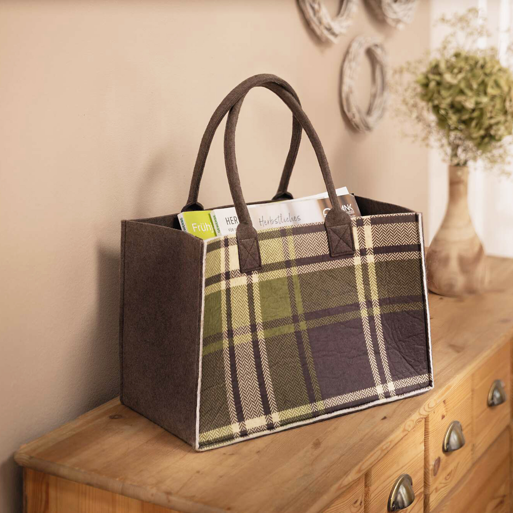 Tasche "Grün kariert"  im Frank Flechtwaren Online Shop kaufen