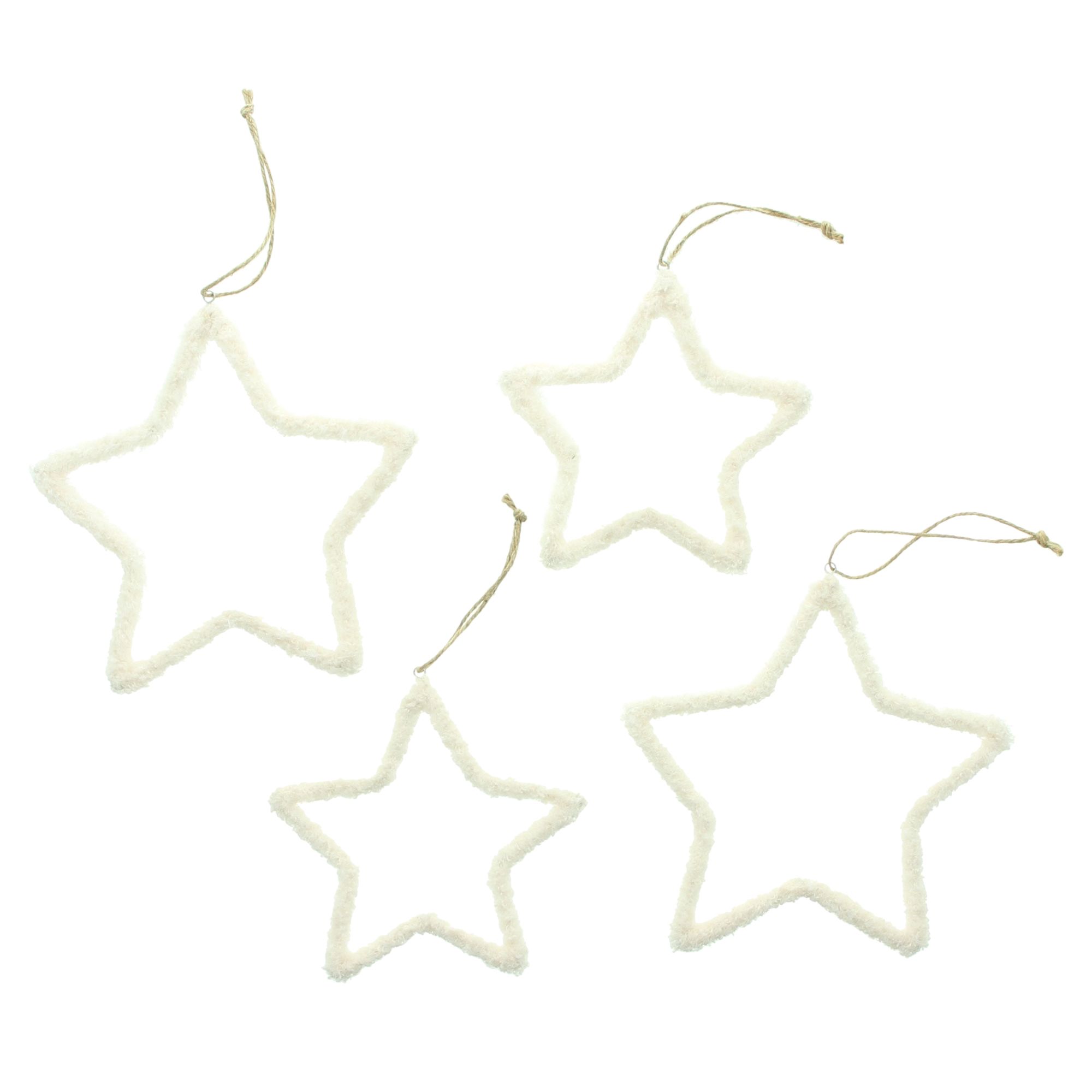 Stern-Hänger "Cozy White", 4er Set  im Frank Flechtwaren Online Shop für Dekohänger  kaufen