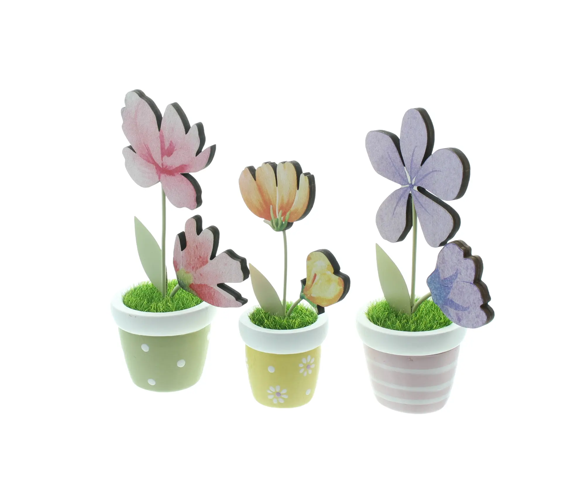 Blumendeko "Bunte Töpfchen", 3er Set  im Frank Flechtwaren Online Shop für Pastelltöne kaufen