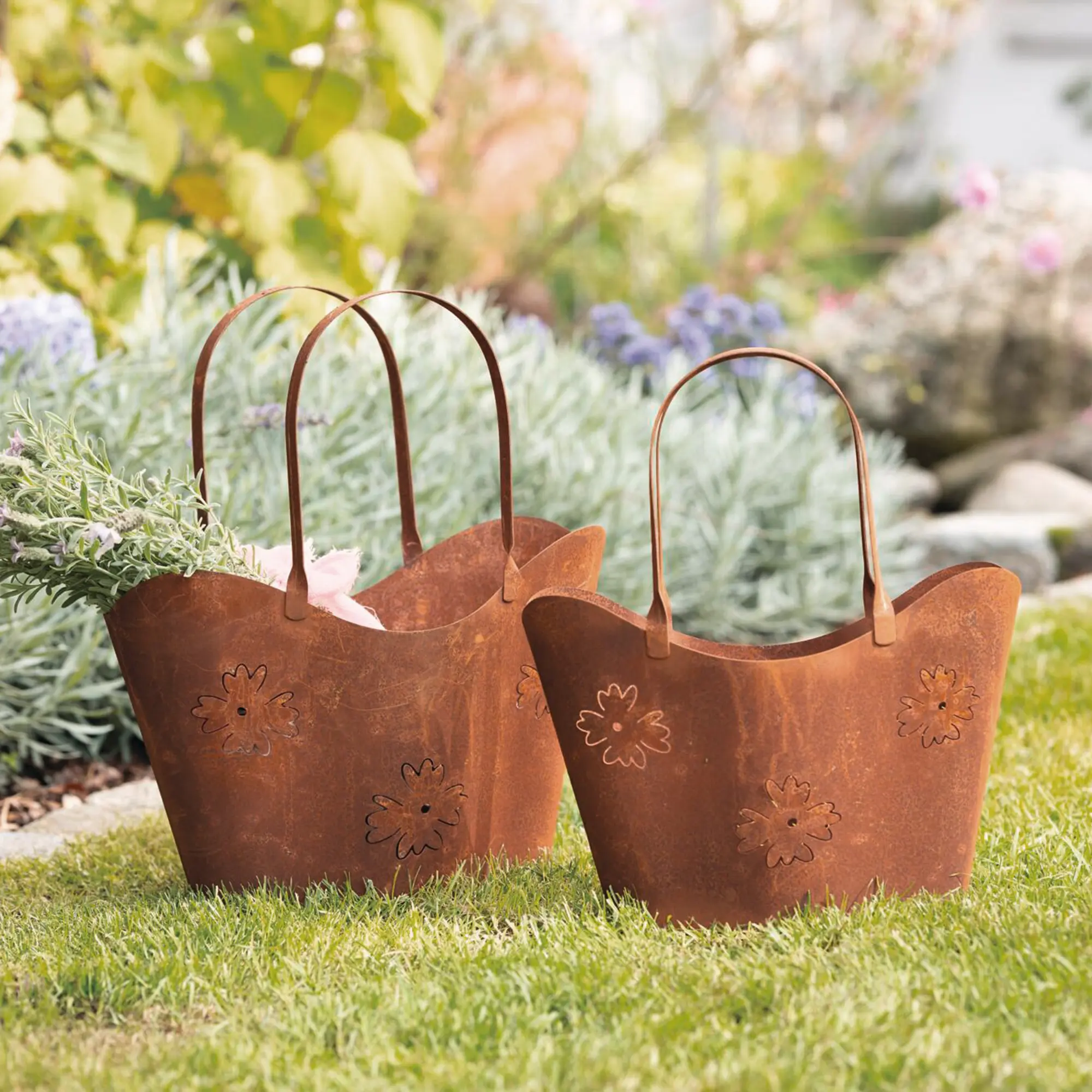 Pflanzer "Shoppingbag", 2er Set  im Frank Flechtwaren Online Shop für Jubiläumsartikel-Garten kaufen