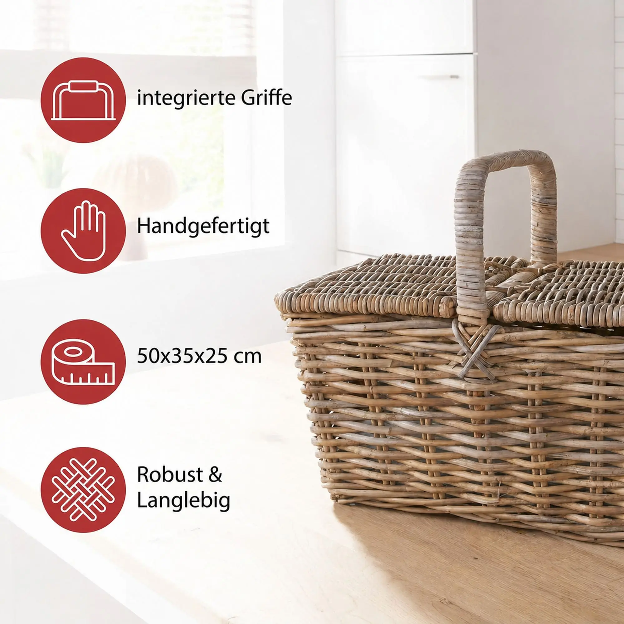 Picknickkorb "Rattan"  im Frank Flechtwaren Online Shop für Gartenparty kaufen