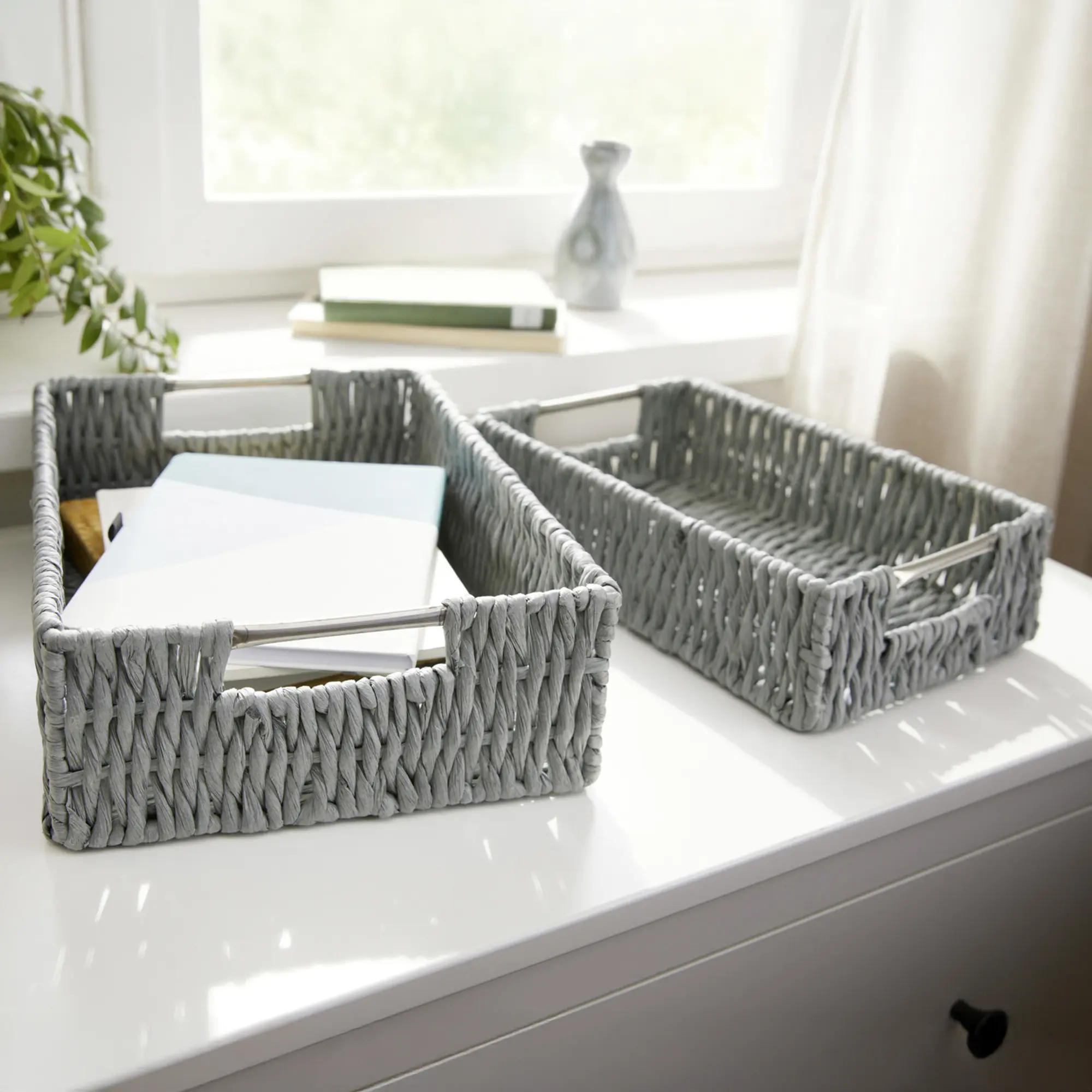 Schale "Grau", 2er Set im Frank Flechtwaren Online Shop für Korbtabletts kaufen Schale "Grau", 2er Set im Frank Flechtwaren Online Shop für Korbtabletts kaufen