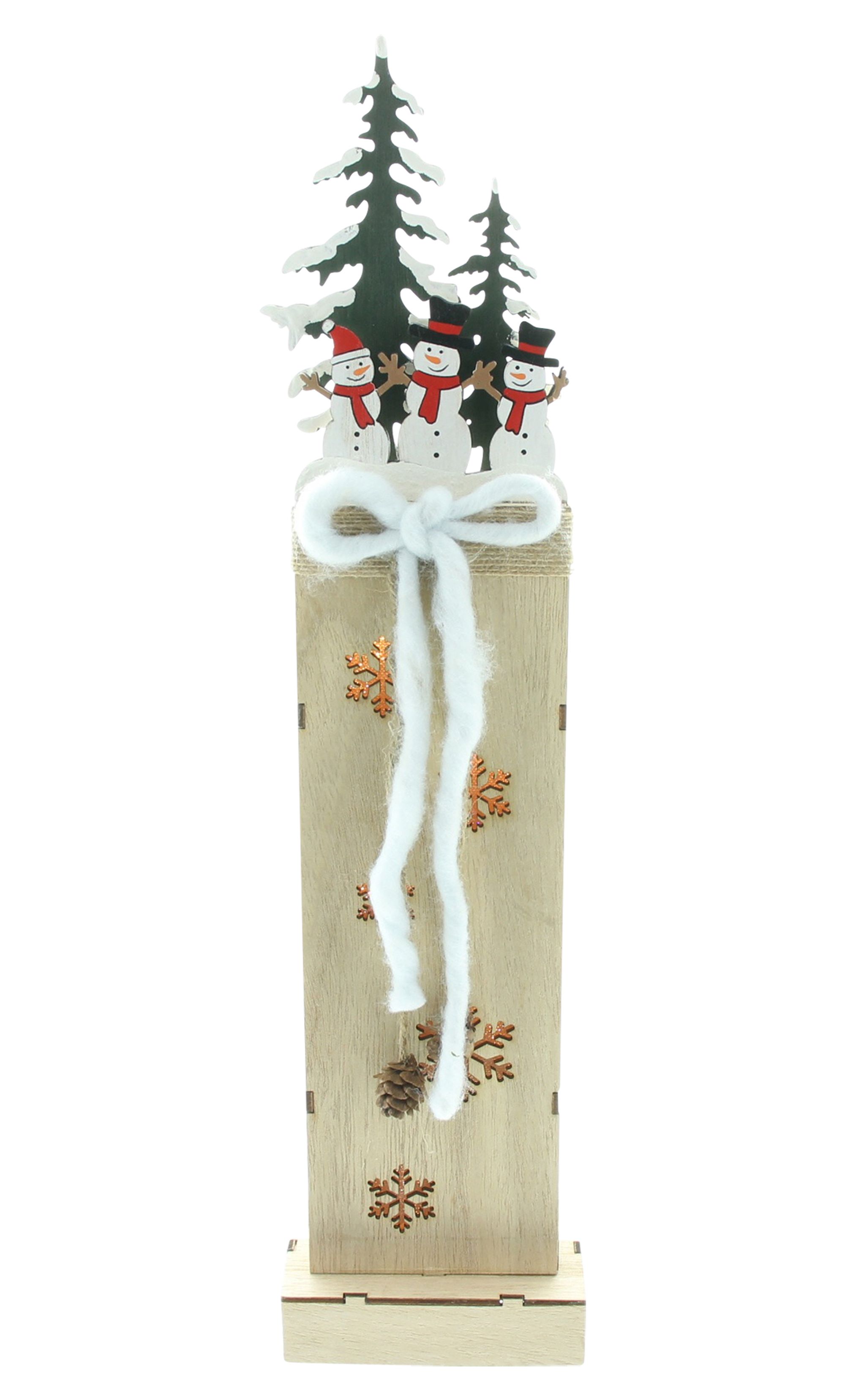 LED-Säule "Schneemänner im Wald"  im Frank Flechtwaren Online Shop für Weihnachten kaufen