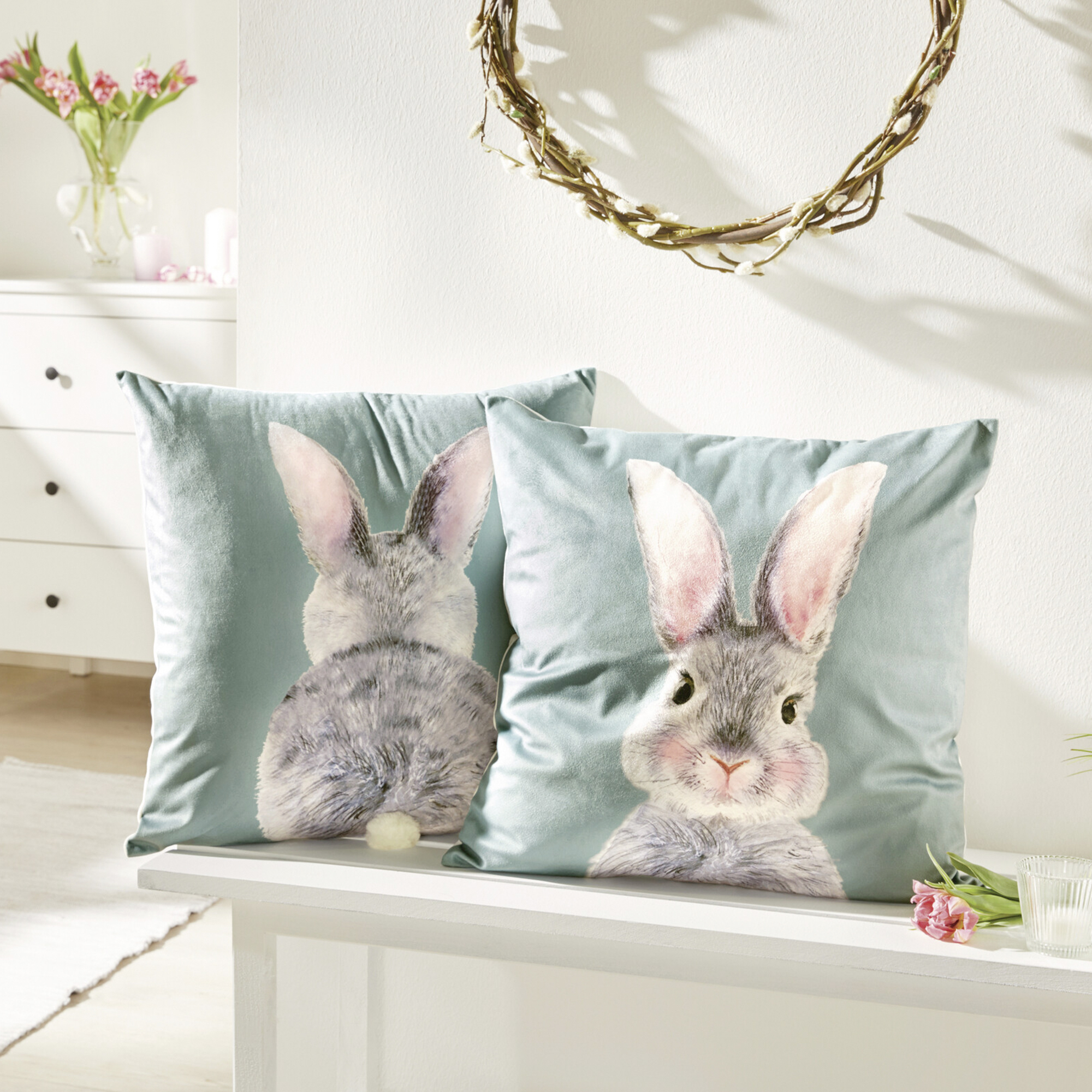 Kissenhülle "Häschen", 2er Set  im Frank Flechtwaren Online Shop kaufen