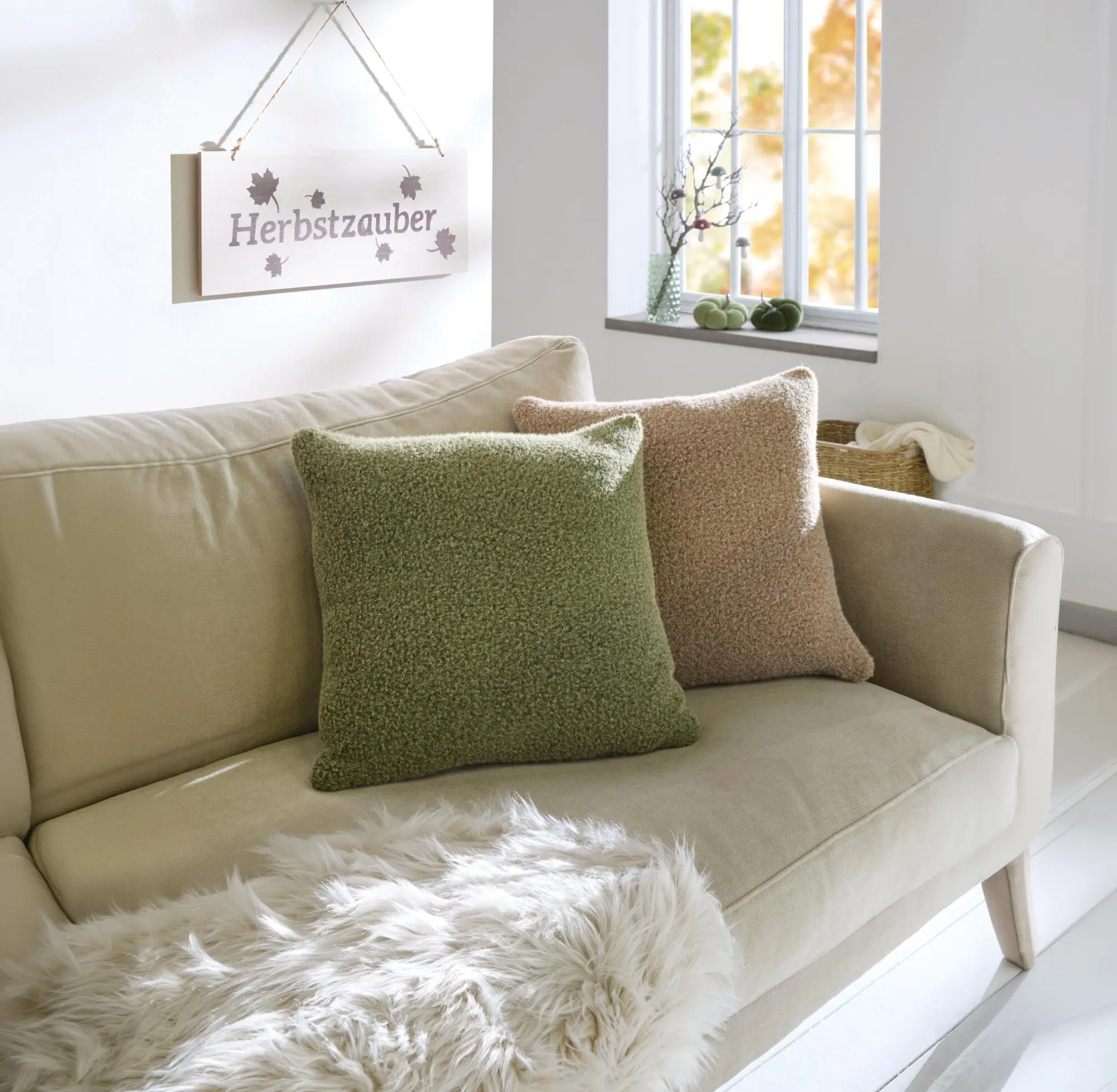 Kissenhülle "Wolloptik in Beige"  im Frank Flechtwaren Online Shop kaufen
