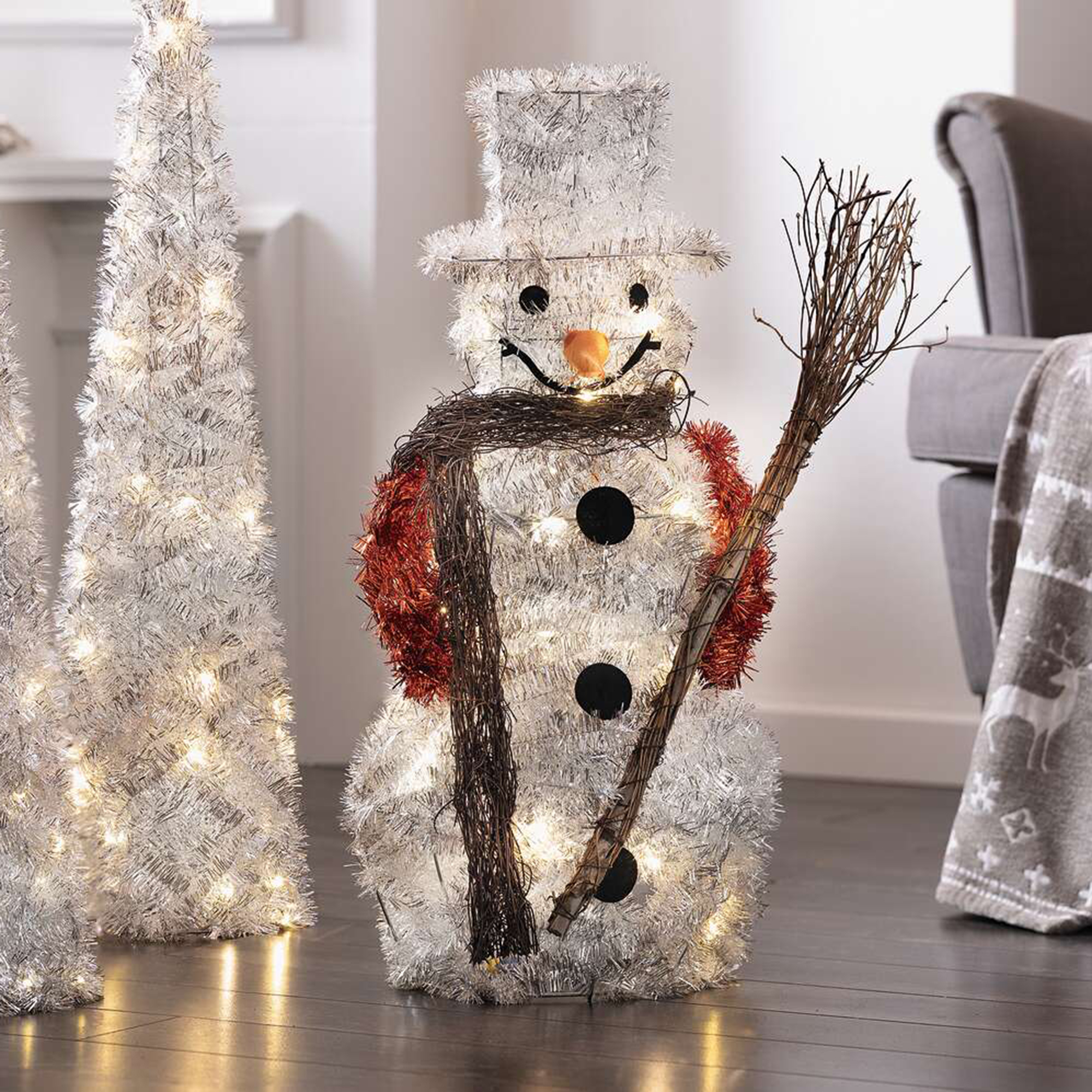 LED-Schneemann "Silberglimmer"  im Frank Flechtwaren Online Shop kaufen
