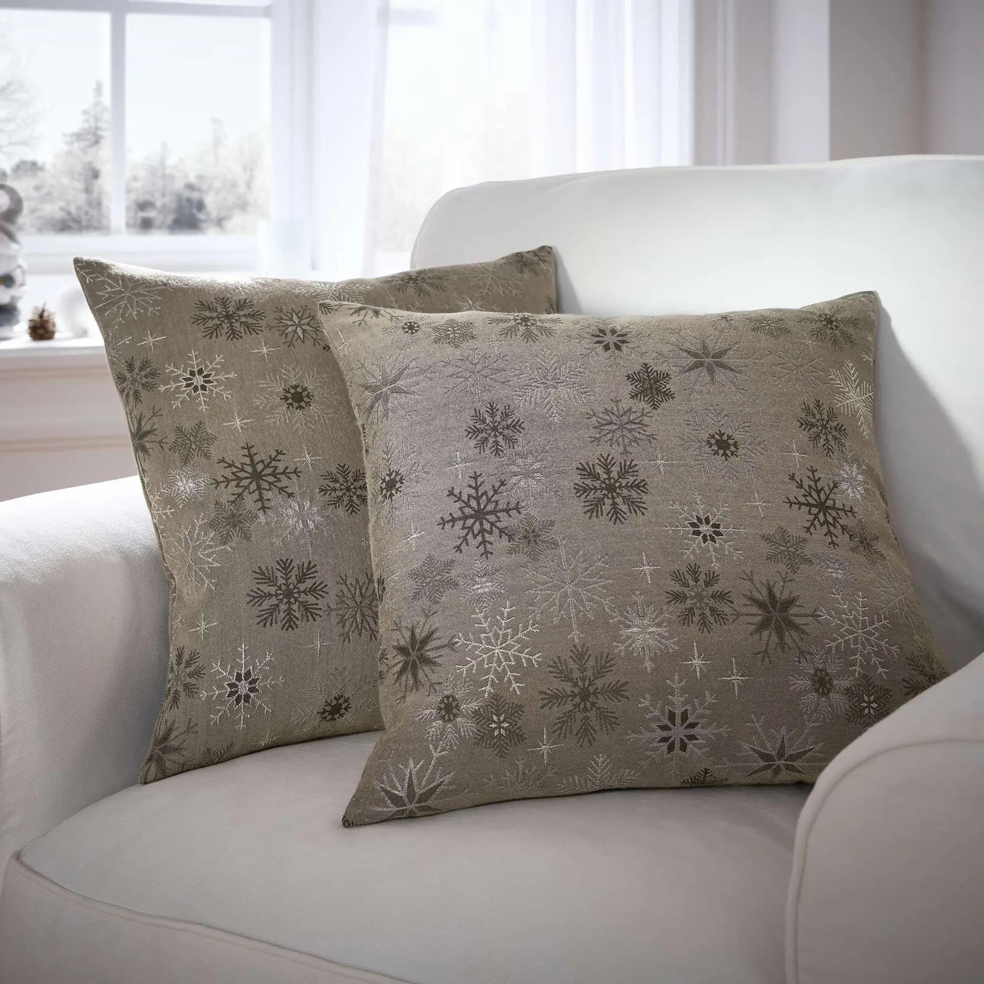 Kissenhülle "Shiny Snowflakes", 2er Set  im Frank Flechtwaren Online Shop kaufen