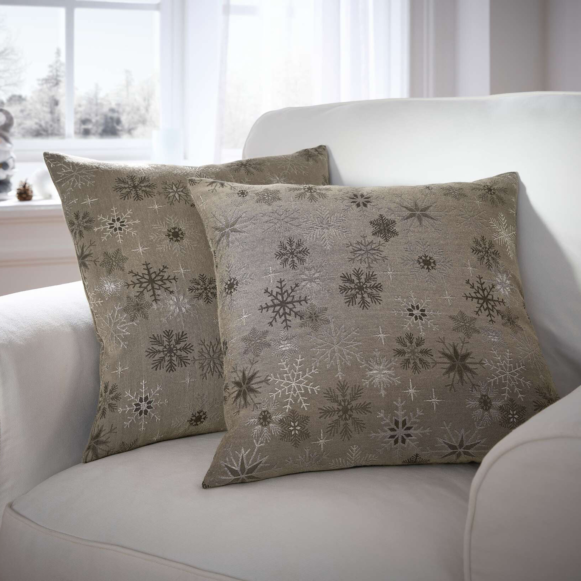 Kissenhülle "Shiny Snowflakes", 2er Set  im Frank Flechtwaren Online Shop kaufen