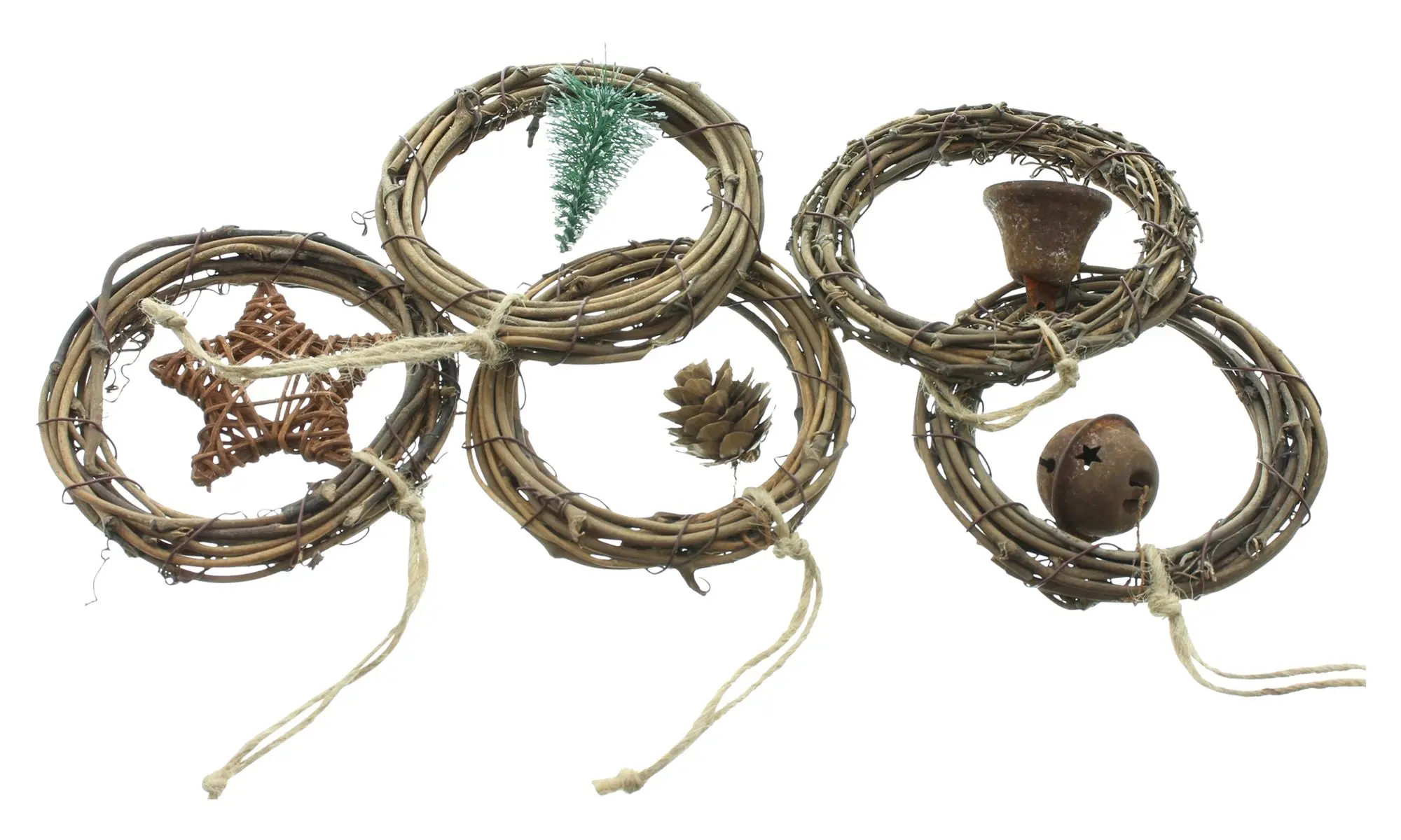 Hänger "Minikranz", 5er Set  im Frank Flechtwaren Online Shop für Baumschmuck kaufen