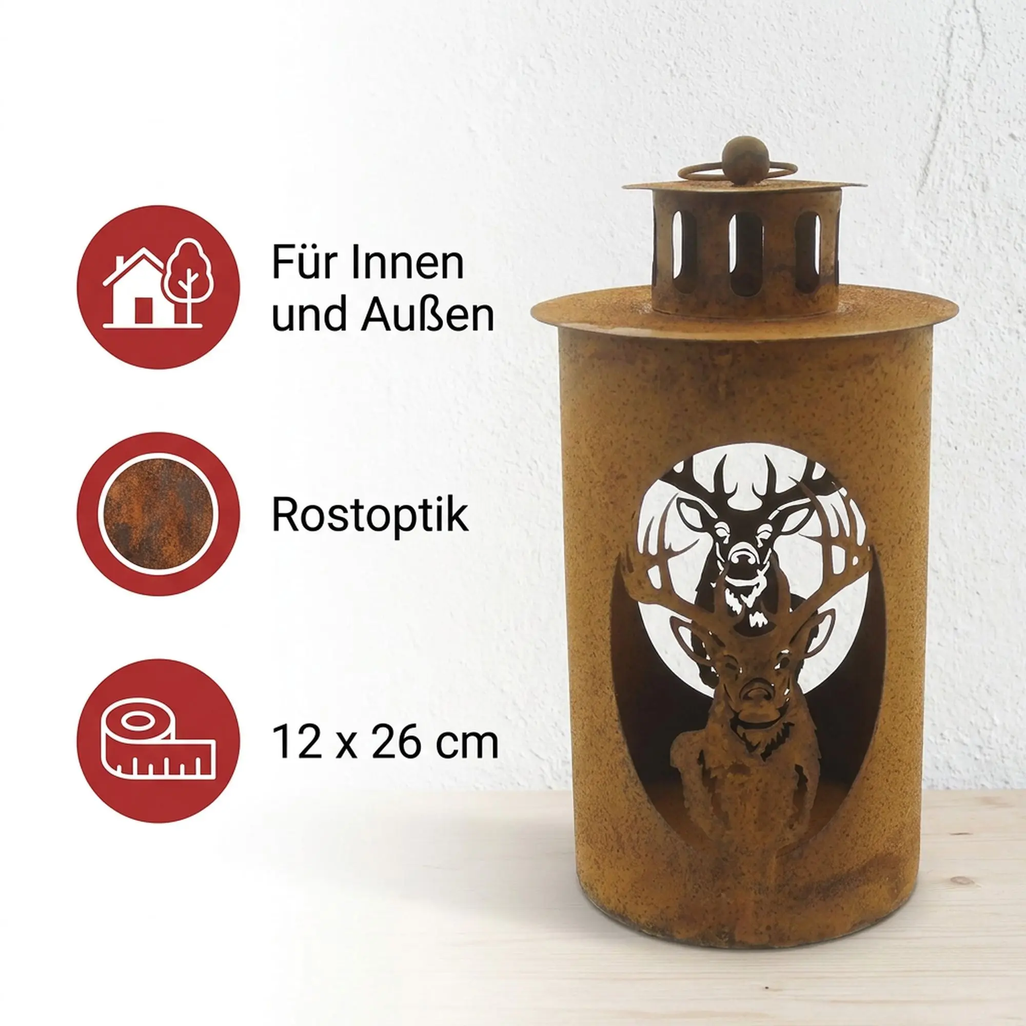 Laterne "Hirsch"  im Frank Flechtwaren Online Shop für Trendmotiv Hirsch kaufen