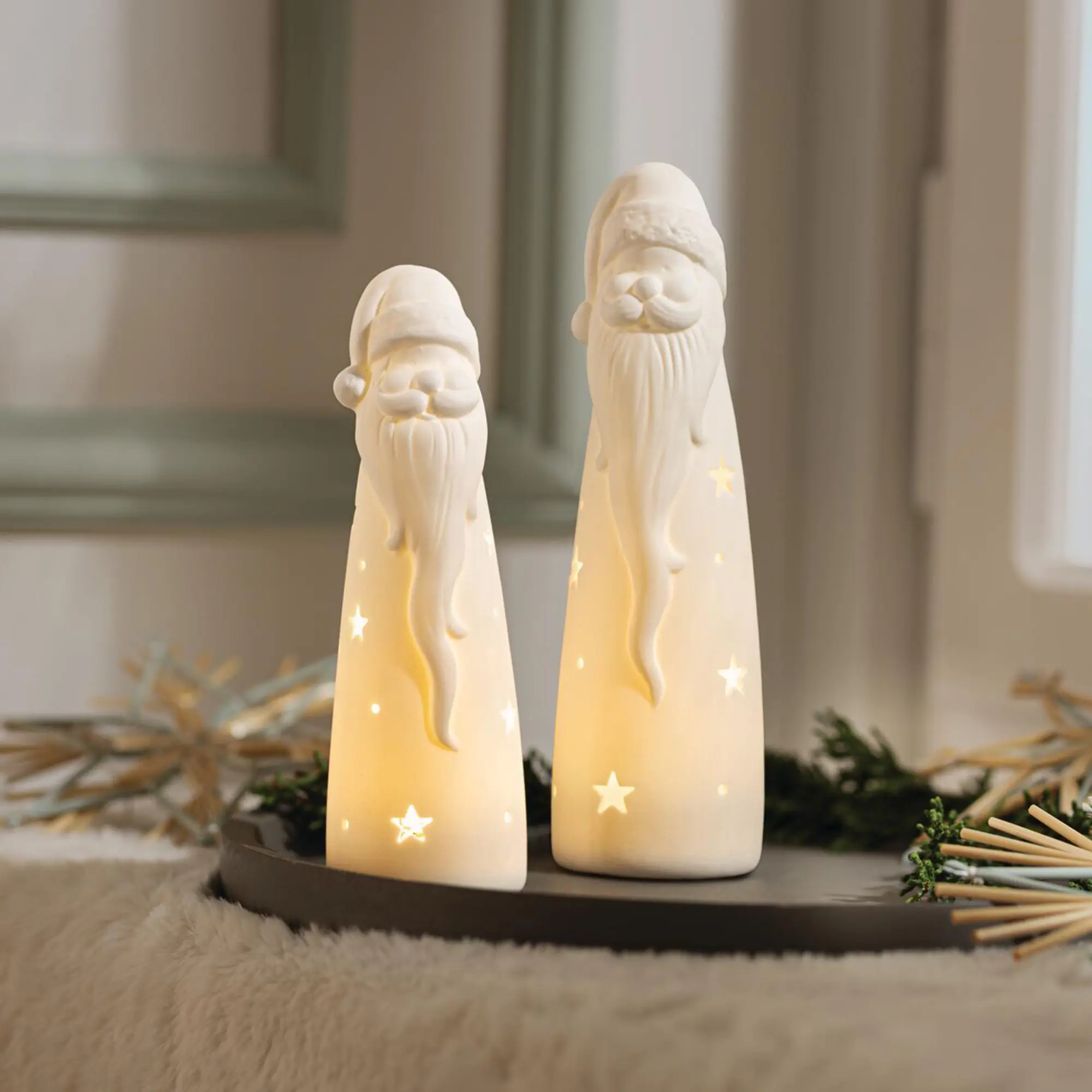 LED-Santa "White", 2er Set  im Frank Flechtwaren Online Shop für Weihnachtsmänner kaufen